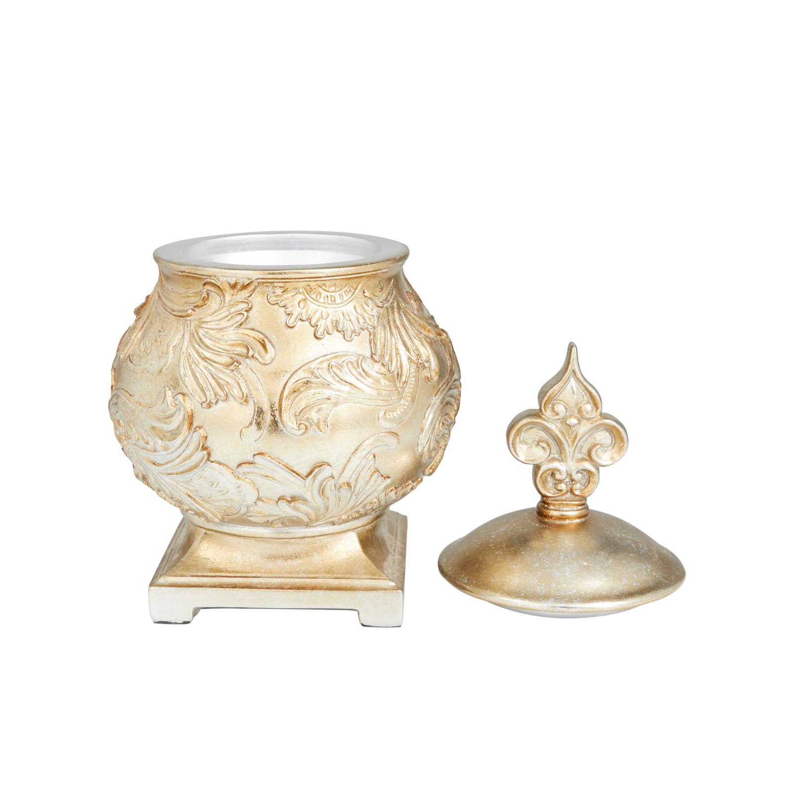 13" Gold Round Traditional Decorative Jar
