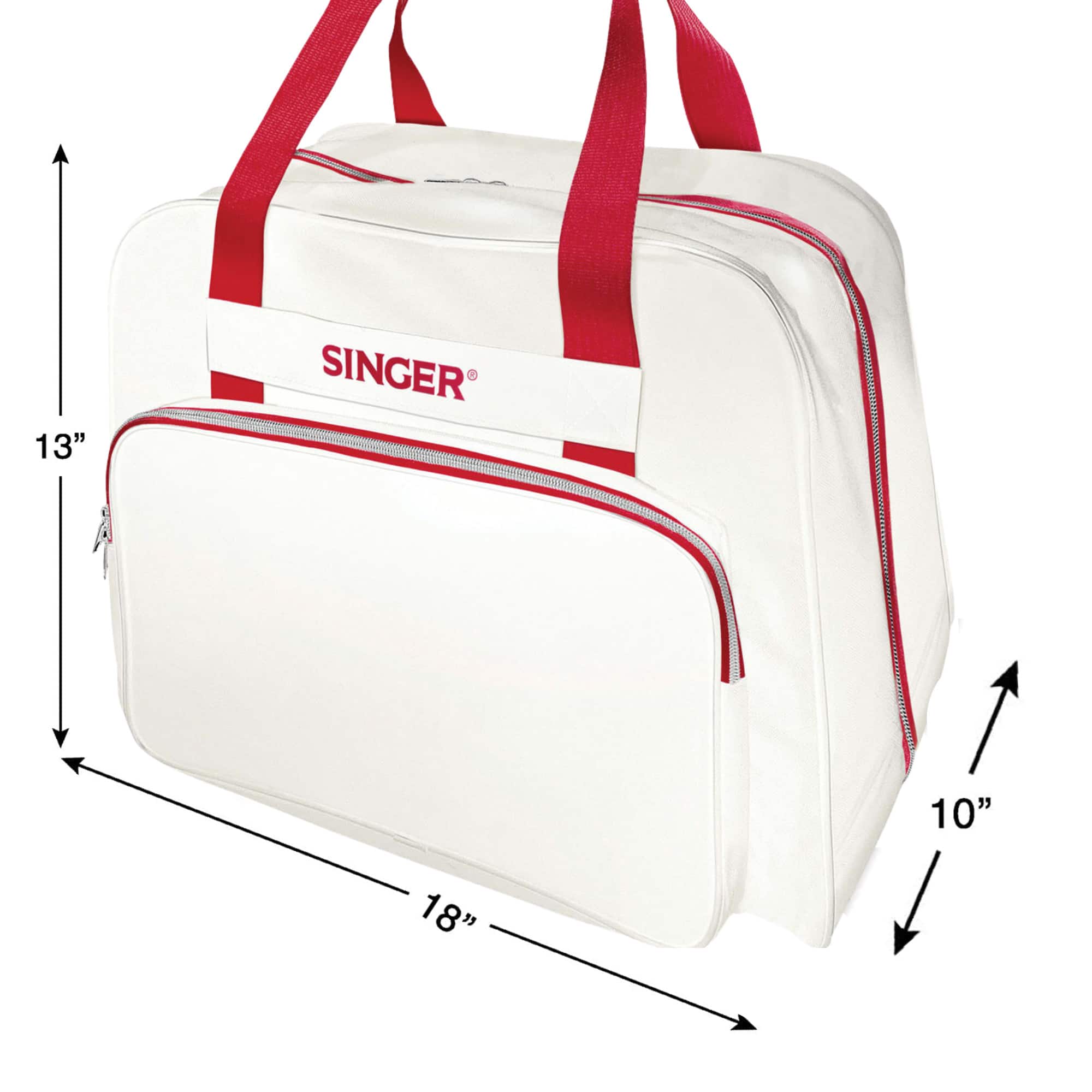 SINGER&#xAE; Cream &#x26; Red Sewing Machine Carry Case