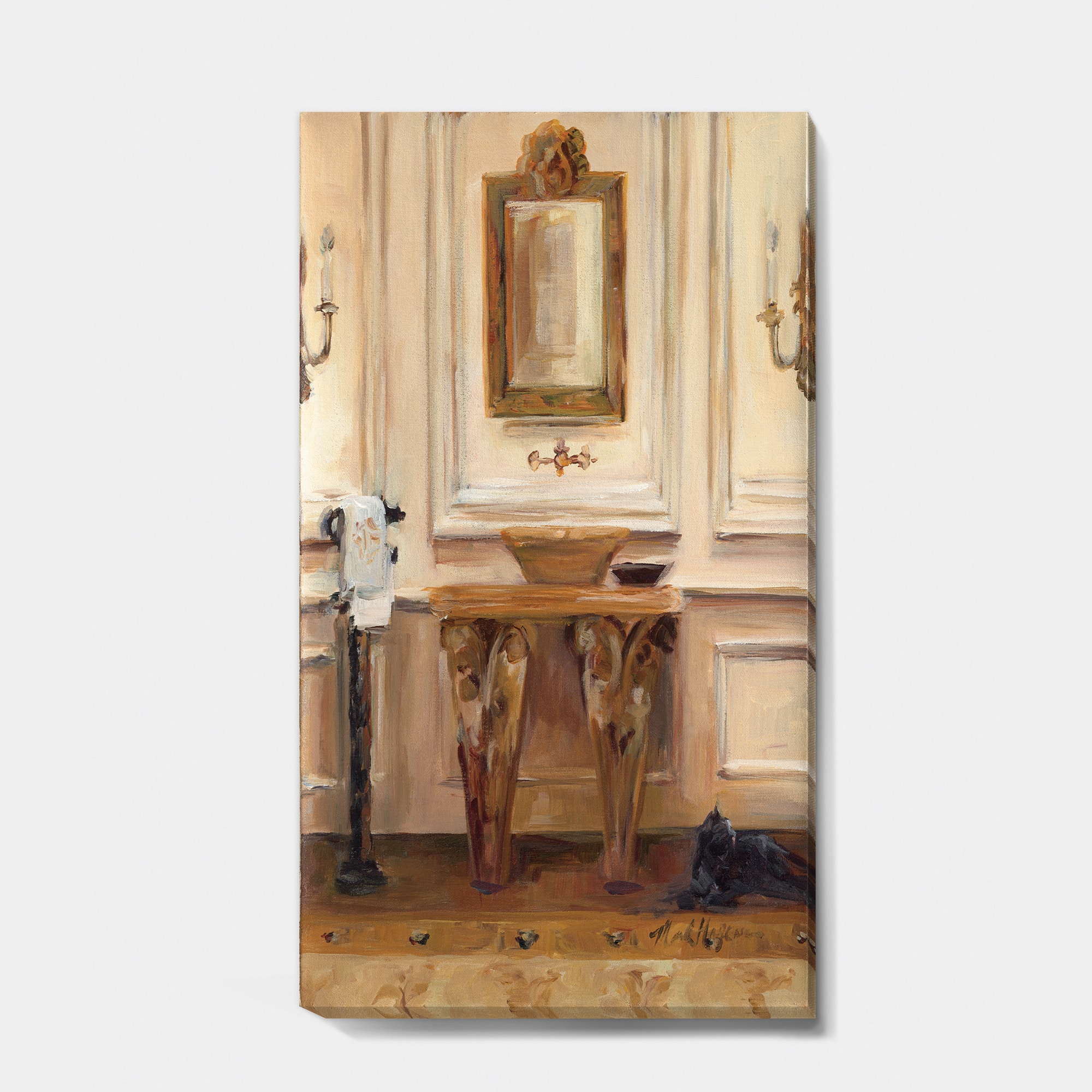Designart - Vintage Paris Bathroom Painting - Traditional Bathroom Canvas Art