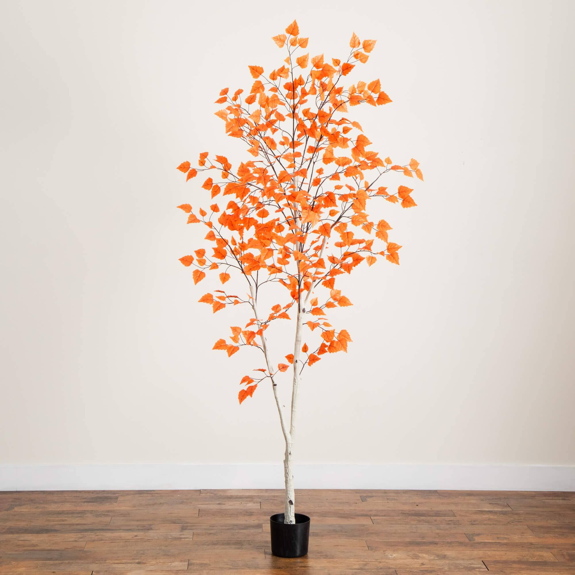 7ft. Autumn Paper Birch Artificial Fall Tree