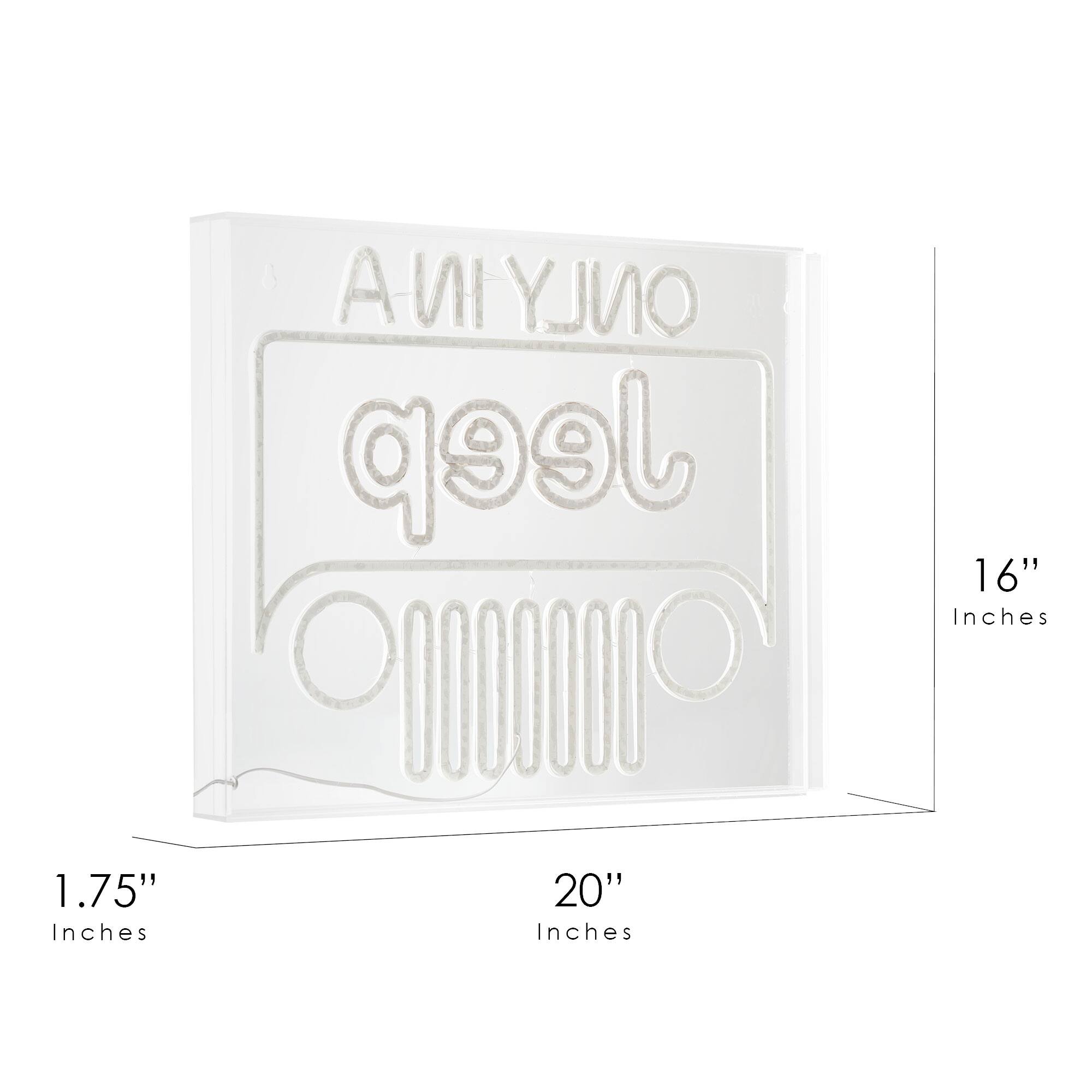 American Art Décor™ 20" Licensed Only In A Jeep Acrylic LED Wall Décor Sign