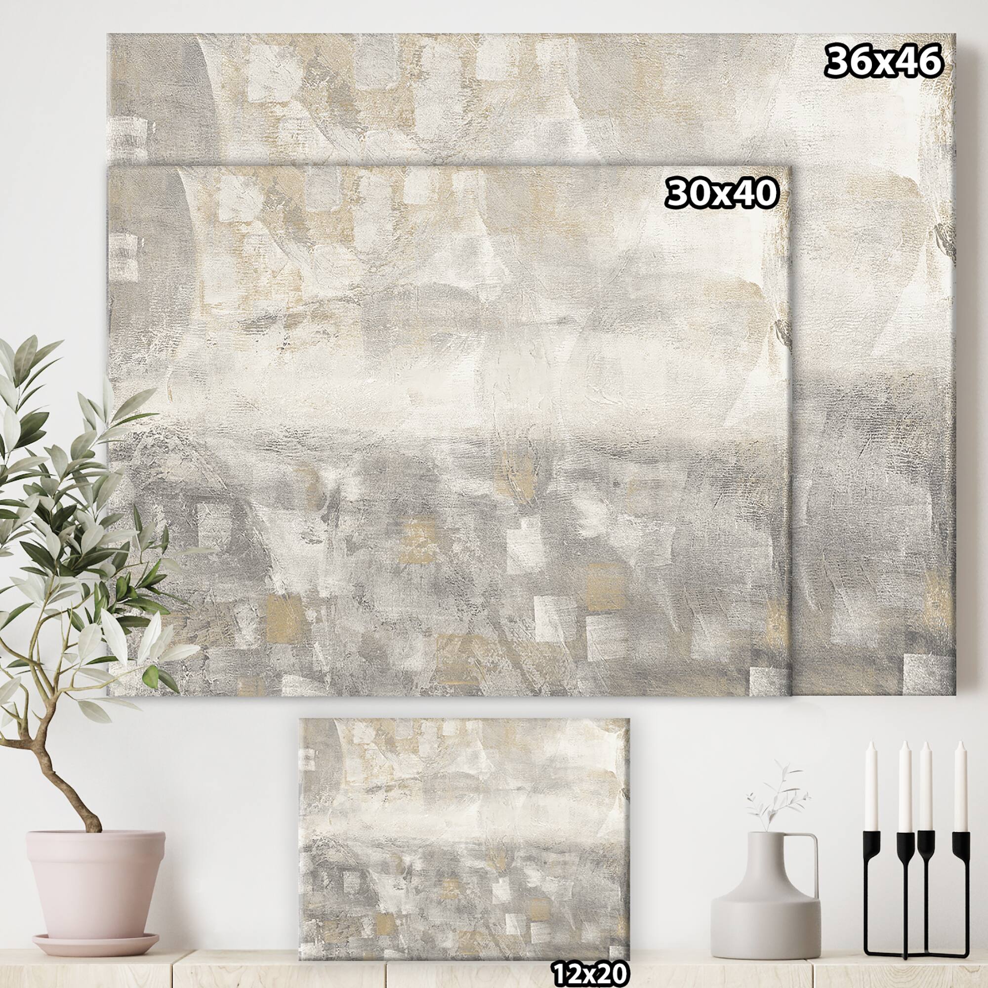 Designart - Gray Abstract Watercolor - Contemporary Gallery-wrapped Canvas