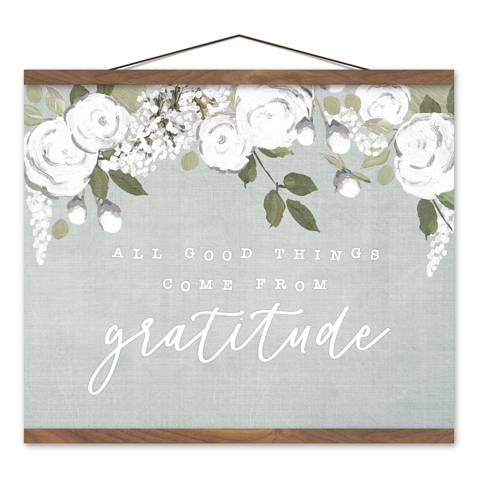 Good Things Come With Gratitude 16" x 20" Teak Hanging Canvas