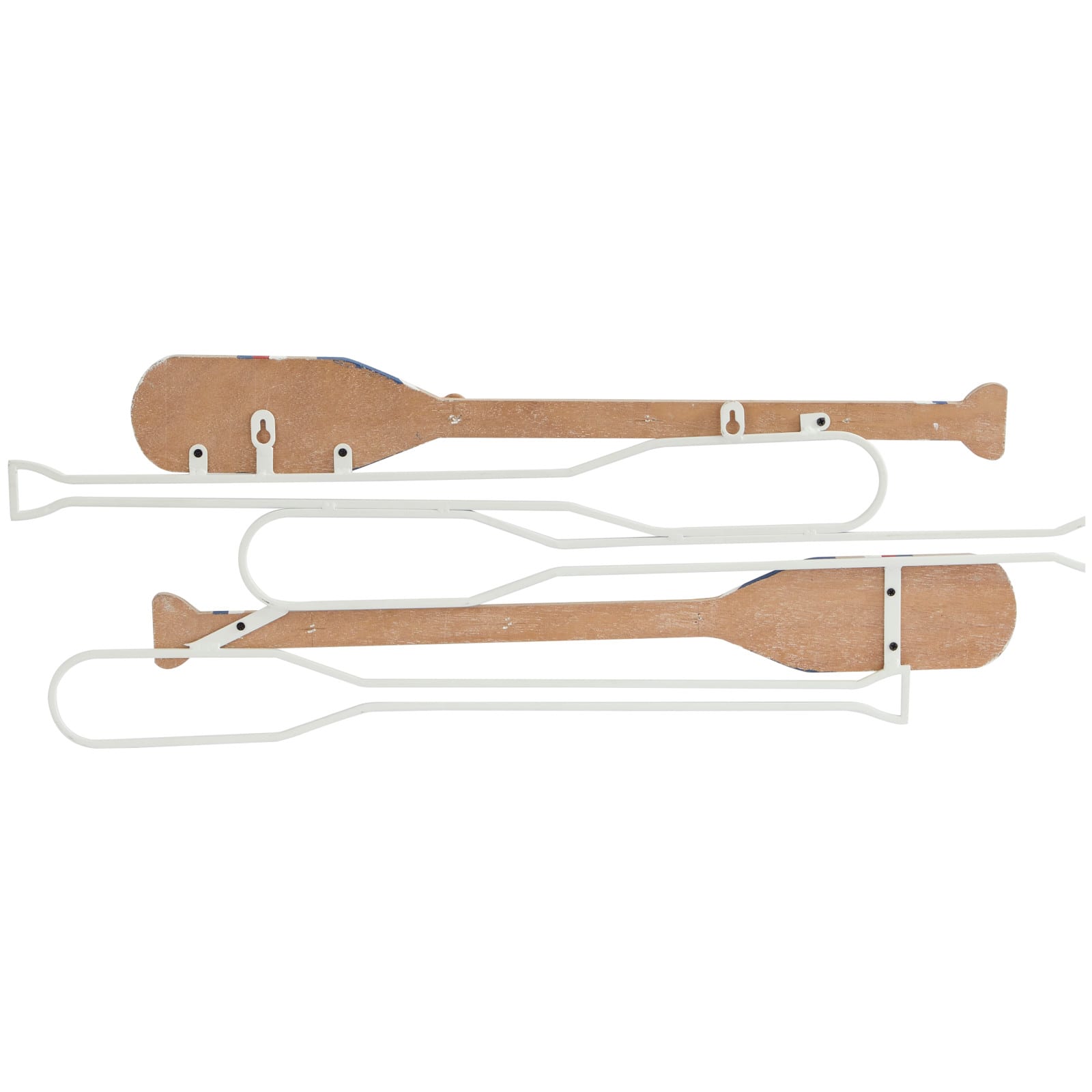 Light Brown Wood 12 Hangers Paddle Wall Hook with Stripe Patterns Set of 2 30&#x22;, 29&#x22;