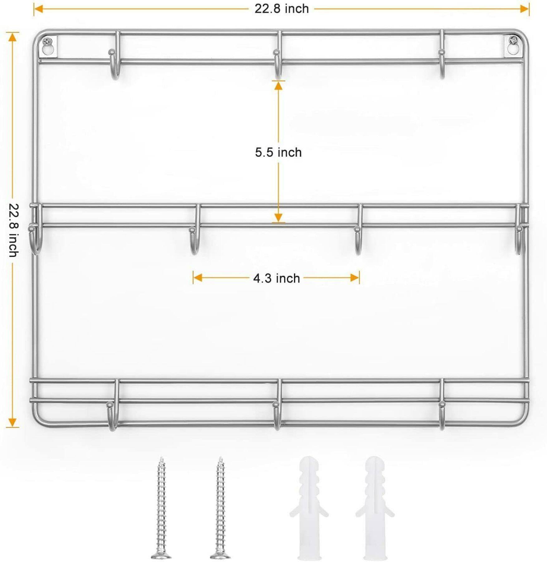 NEX™ Silver 3-Tier Metal Wall Mounted Coffee Cup Holder Set