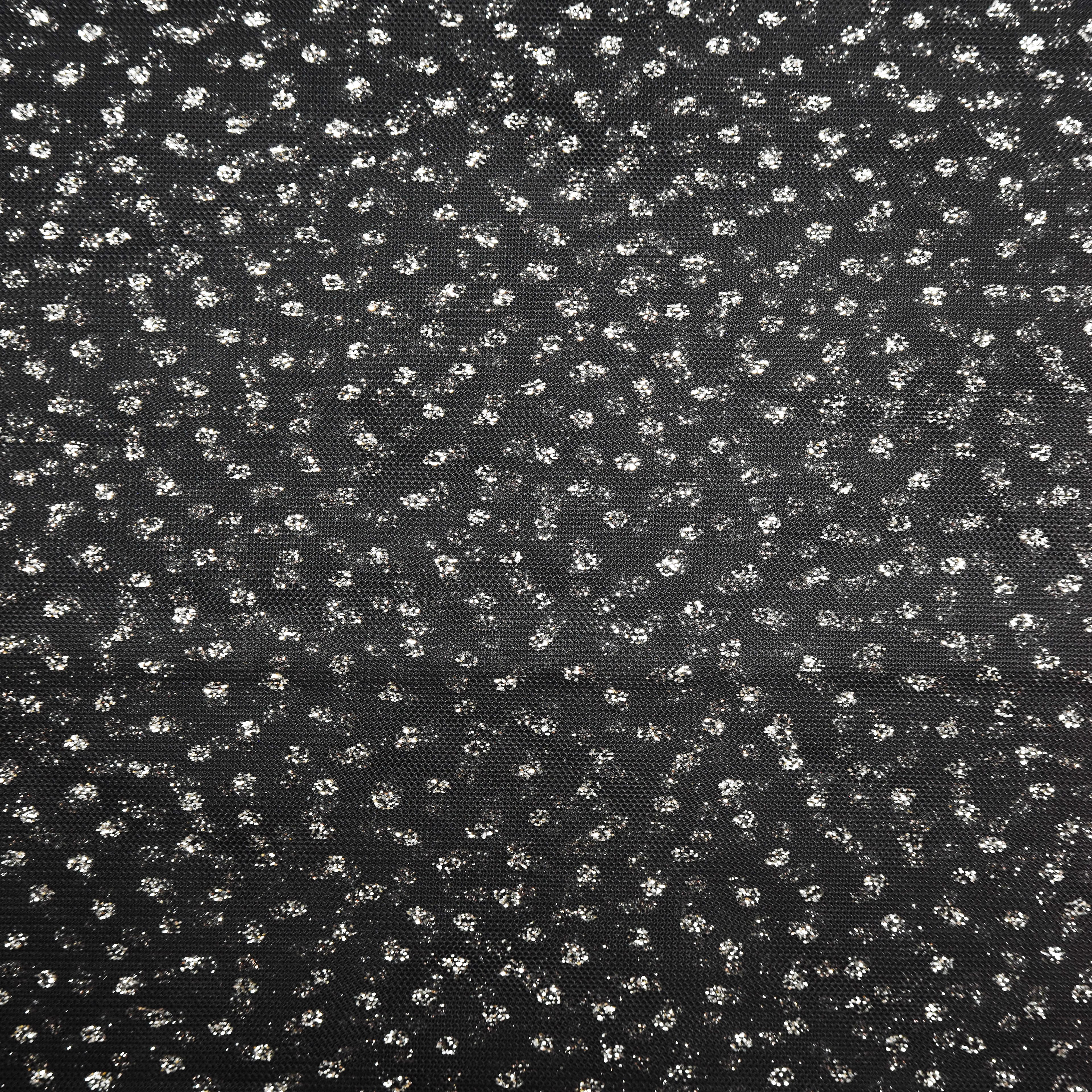 Feldman Black with Silver Glitter Dots Mesh