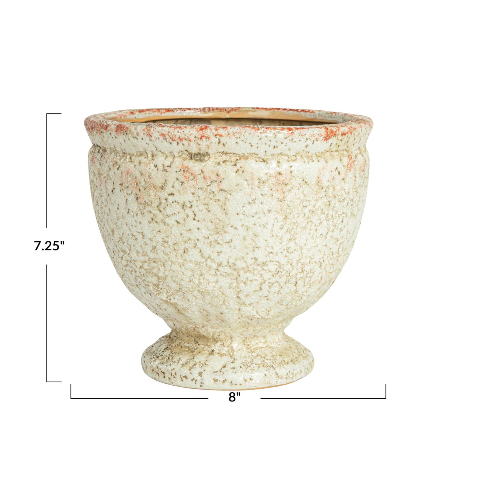 Hello Honey&#xAE; 8&#x22; Round Distressed Terra Cotta Footed Planter