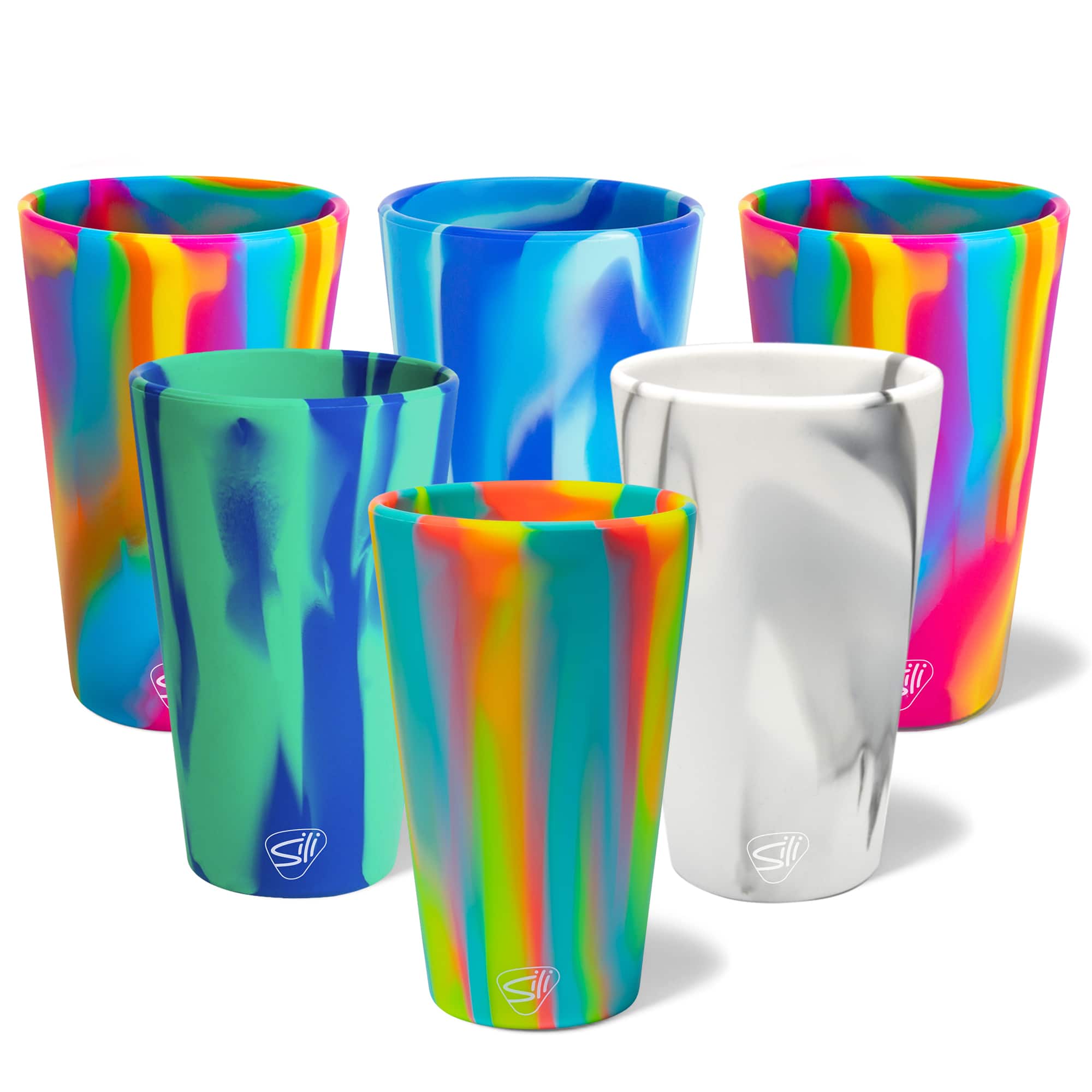 Silipint&#xAE; 16oz. Mixed Multicolor &#x26; Neutral Silicone Pint Glasses, 6ct.