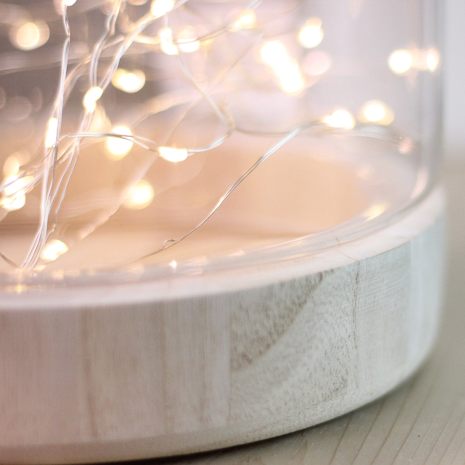 7" Transparent Glass Hurricane with Decorative Wooden Lid