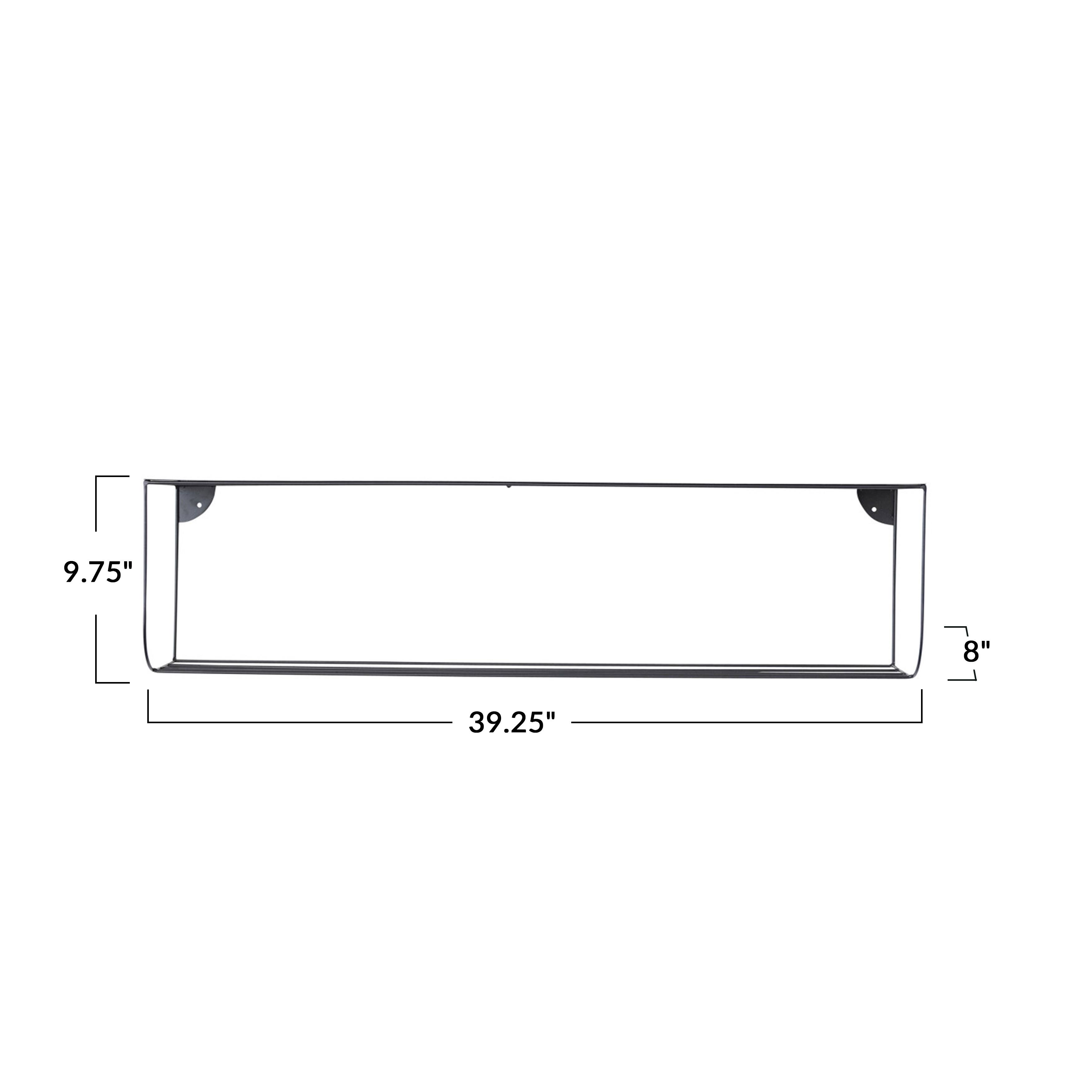 Hello Honey® 40" Matte Black Metal Two-Tier Wall Shelf