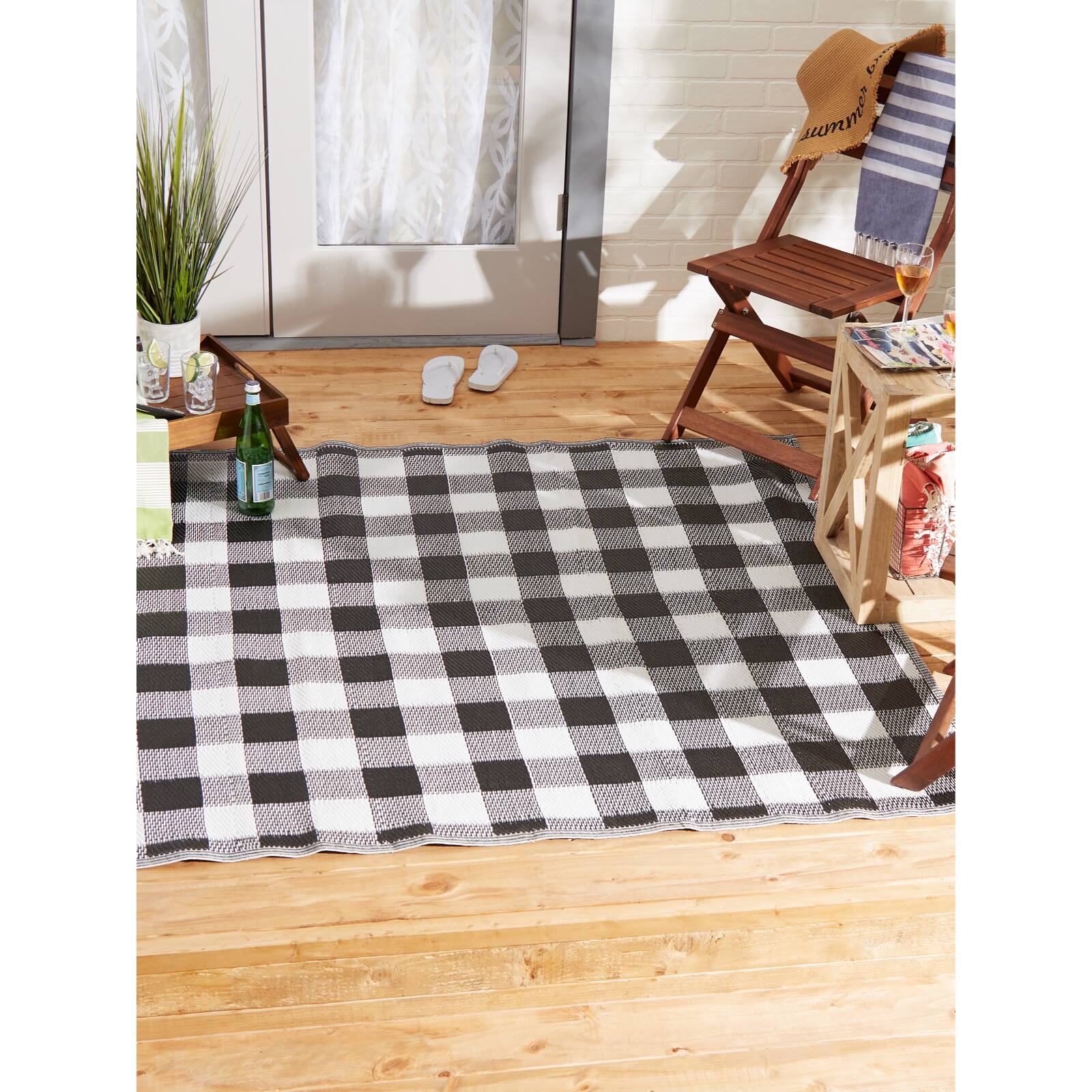 DII® Black & White Buffalo Check Outdoor Rug, 5ft. x 8ft.