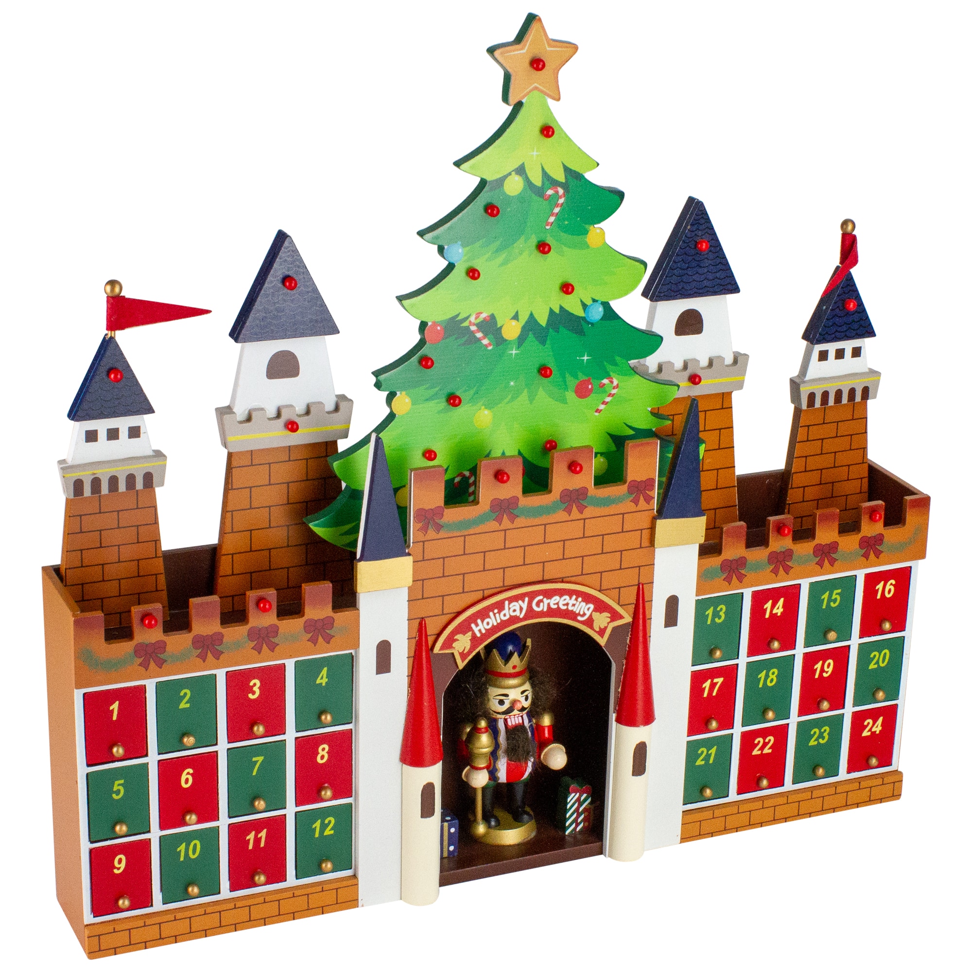 20.5&#x22; Nutcracker Castle Christmas Advent Calendar Decoration