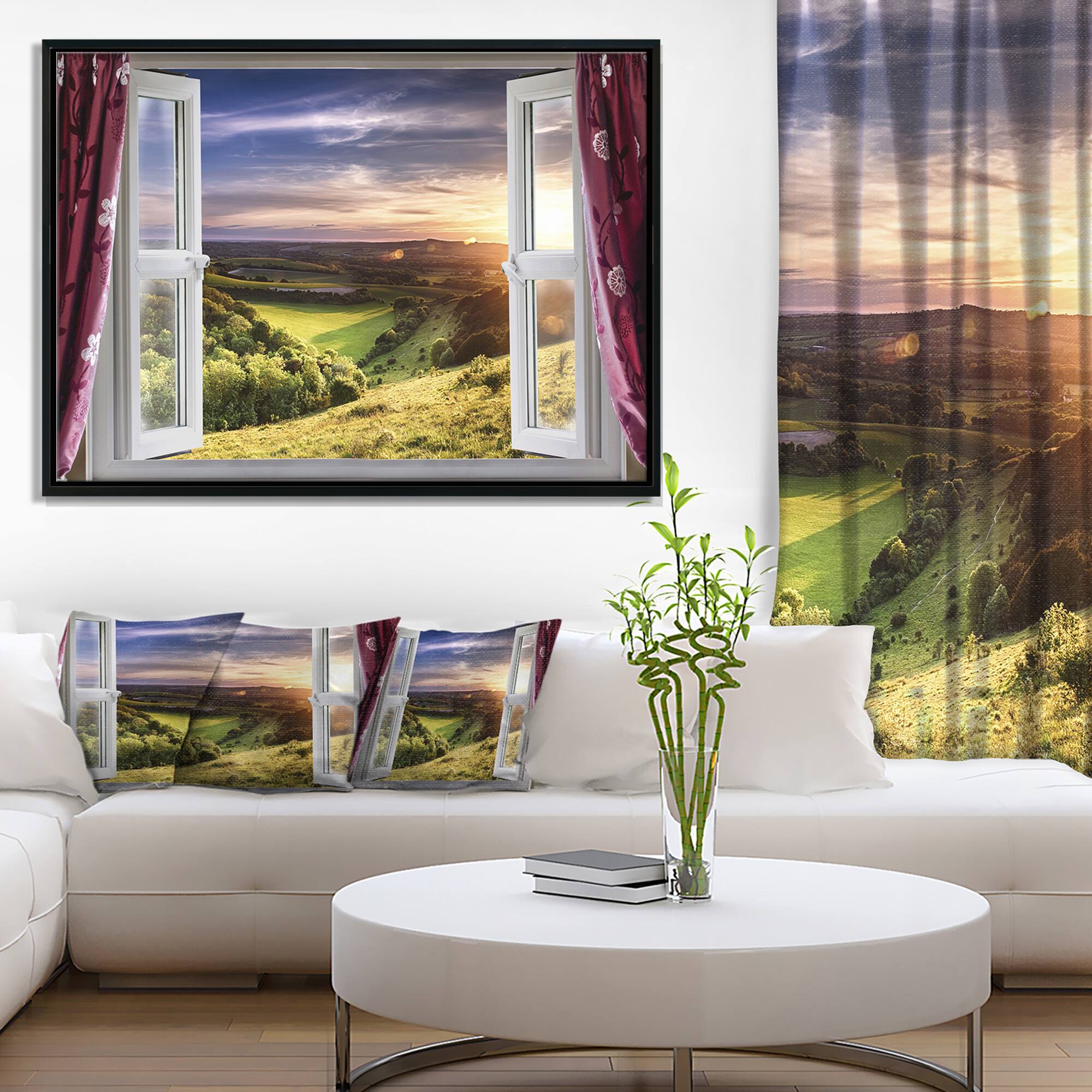 Designart - Window View - Landscape Canvas Art Print in Black Frame