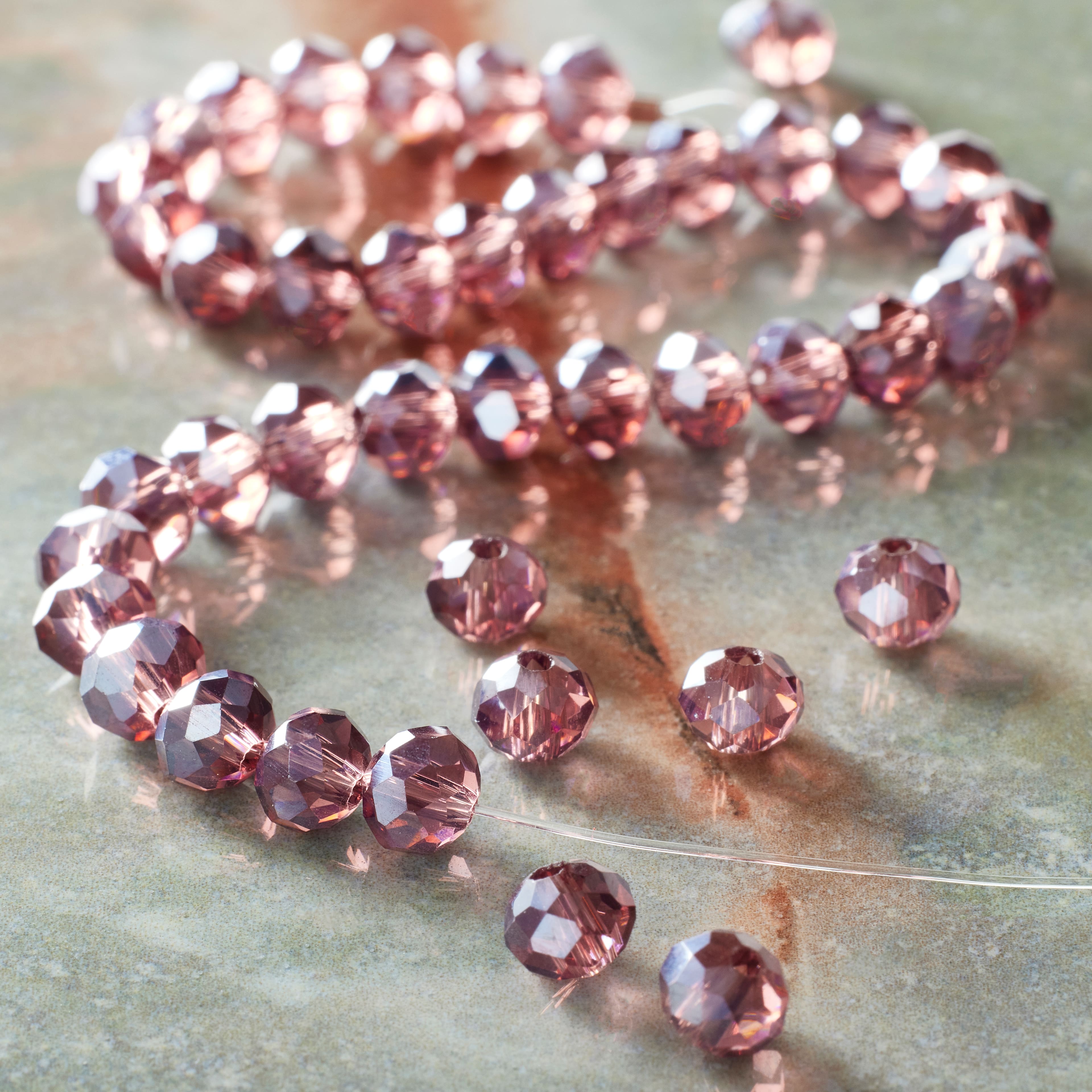 12 Pack: Amethyst Rondelle Glass Beads, 6mm by Bead Landing™