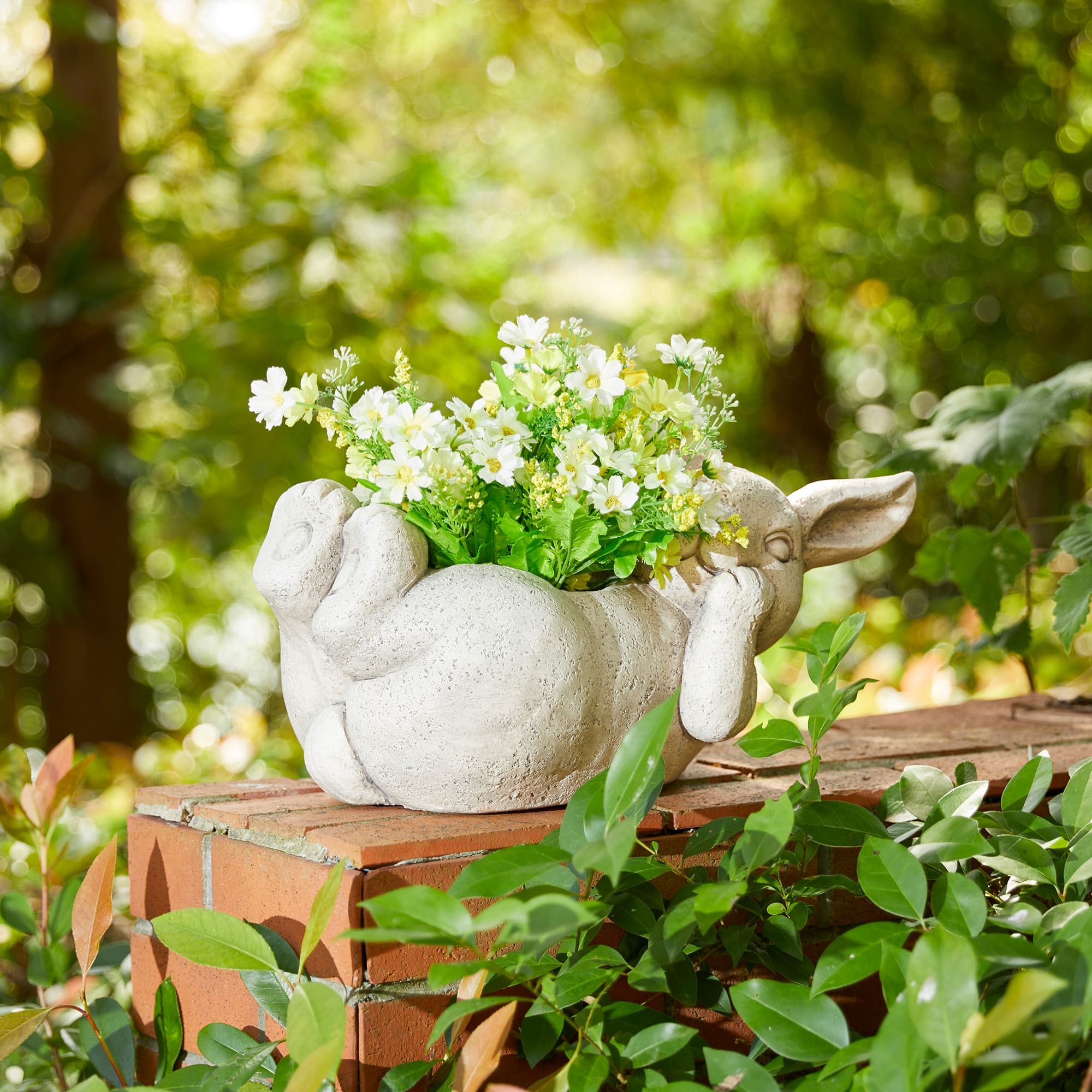 Glitzhome® 14.25" Rabbit Statue Planter
