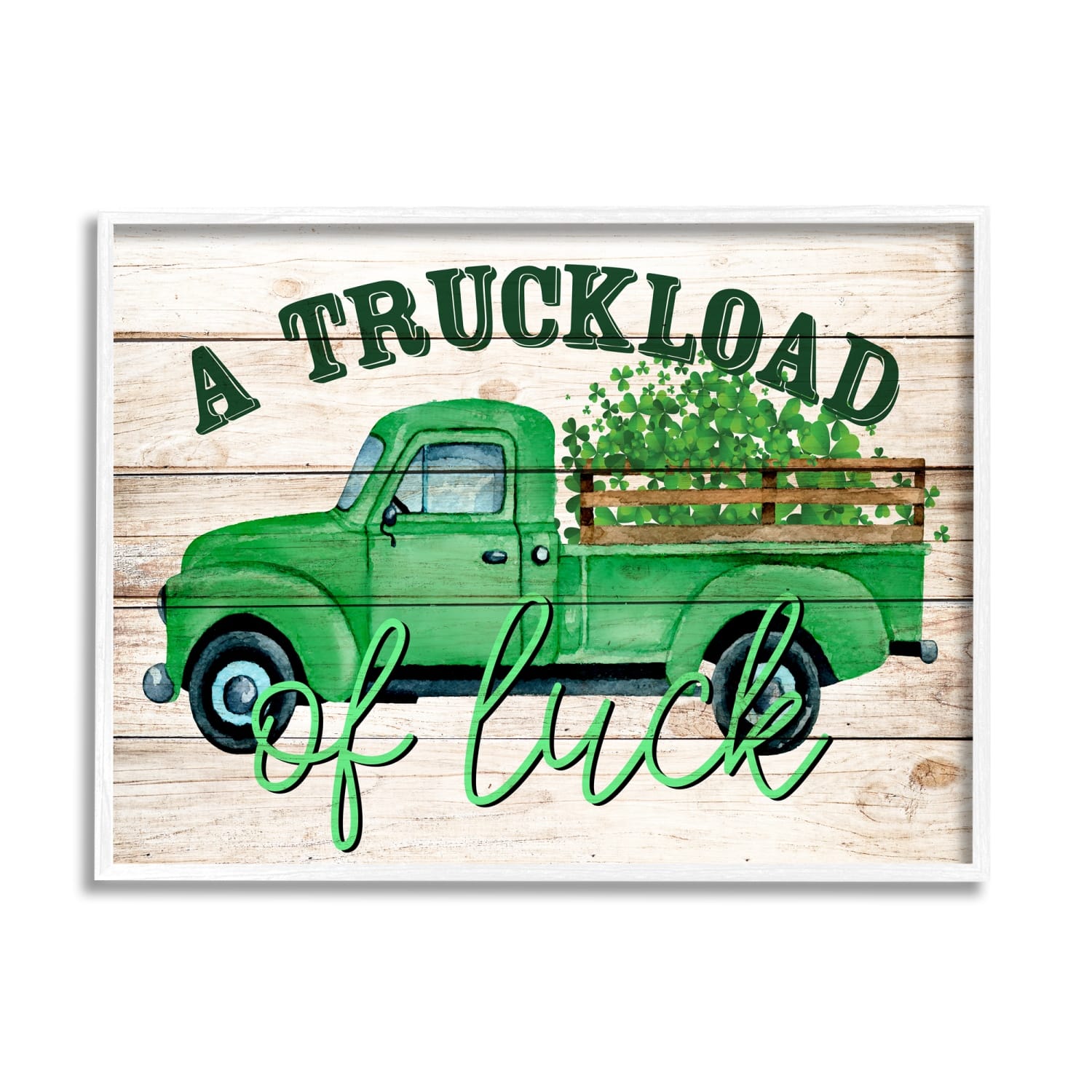Stupell Industries Truckload Of Luck St Patrick's Day Farmhouse Framed Giclee Art