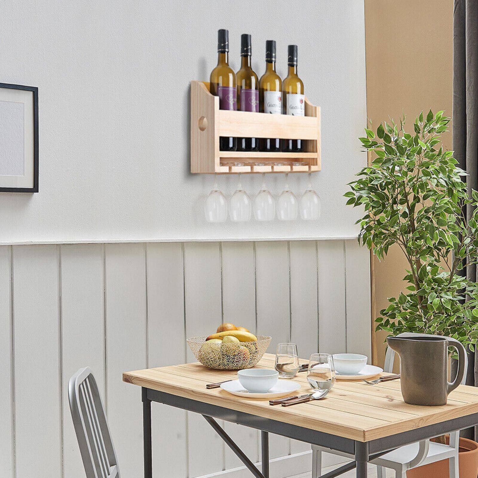 NEX™ Wall-Mounted Wine Rack with 5 Long Stem Glass Holder