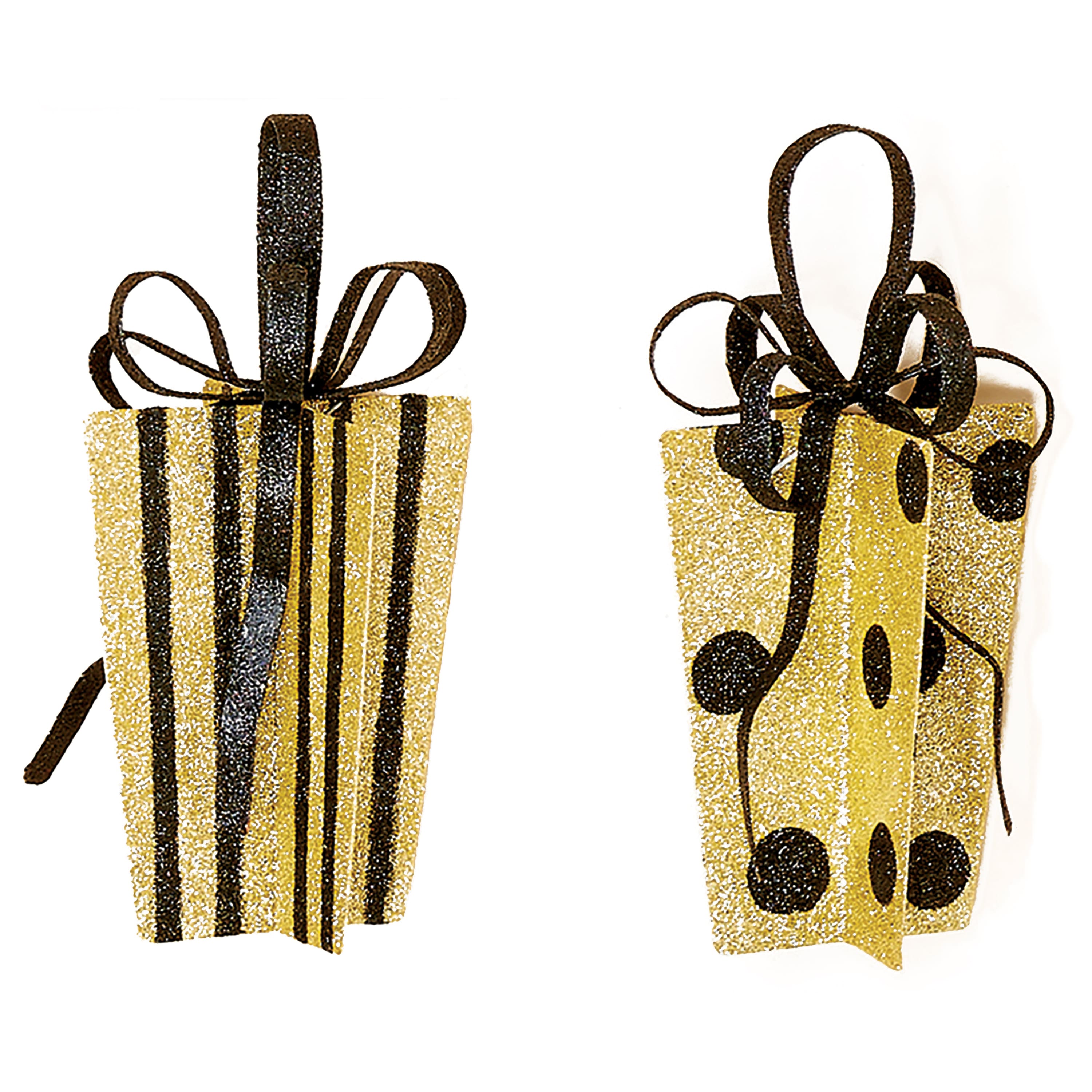 9" Christmas Gold & Black Gift Box Set