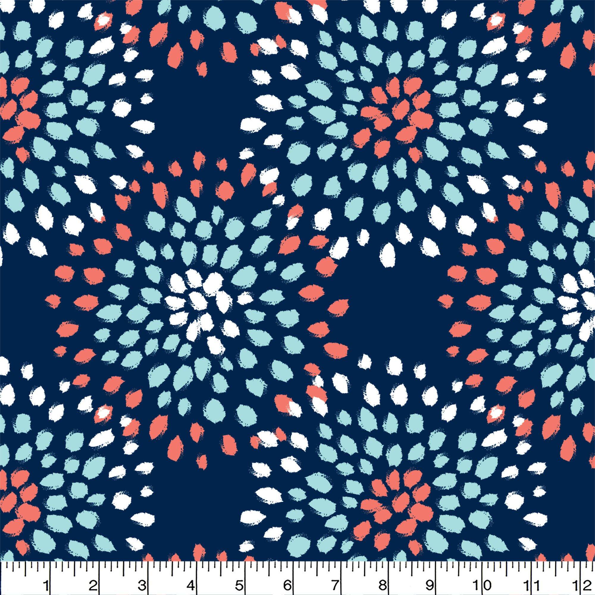 Camelot Fabrics Burst Navy & Coral Fleece Precut Set