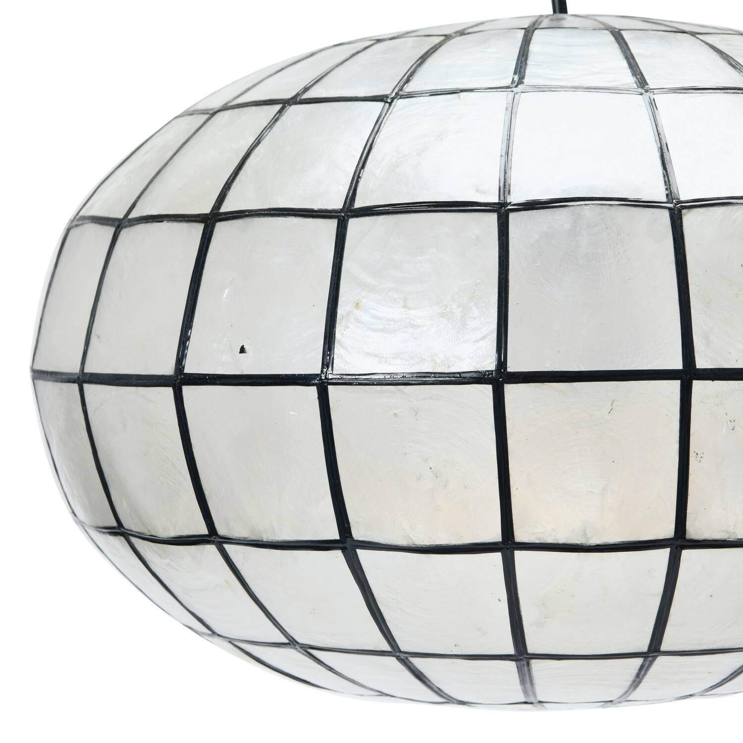 Hello Honey&#xAE; 16&#x22; White Capiz Seashell &#x26; Black Oblong Ceiling Light