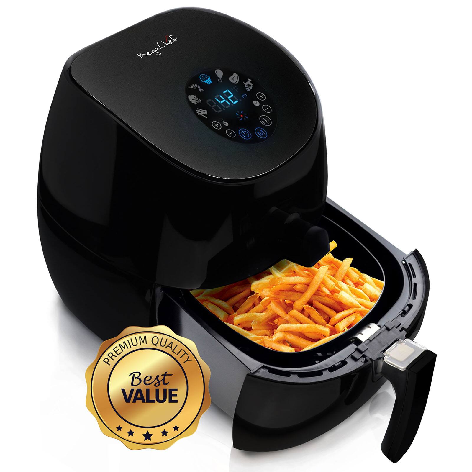 MegaChef 3.5qt. Sleek Black Airfryer &#x26; Multicooker With 7 Pre-programmed Settings