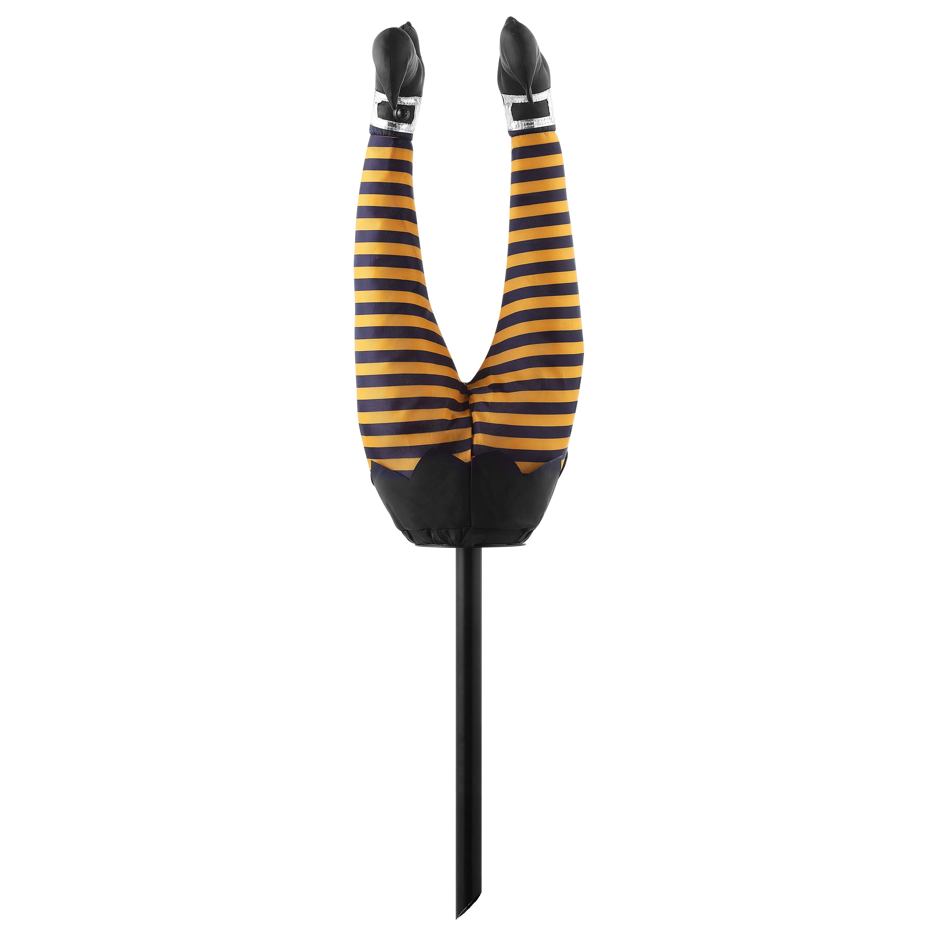 24" Orange & Black Animated Witch Kickers Yard Stake