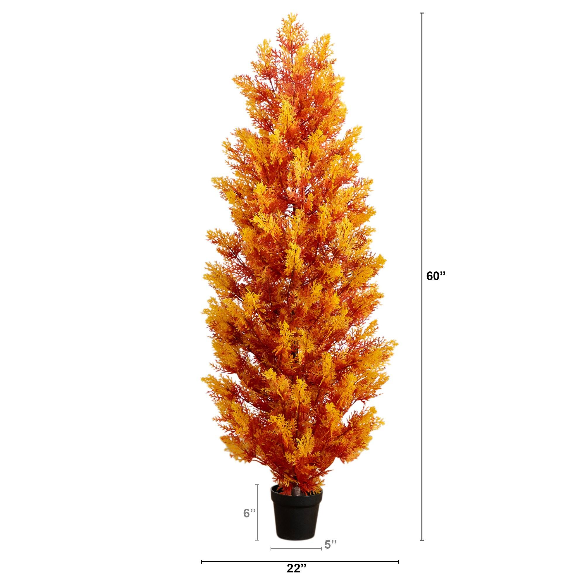 5ft. UV Resistant Autumn Artificial Fall Cedar Tree (Indoor/Outdoor)