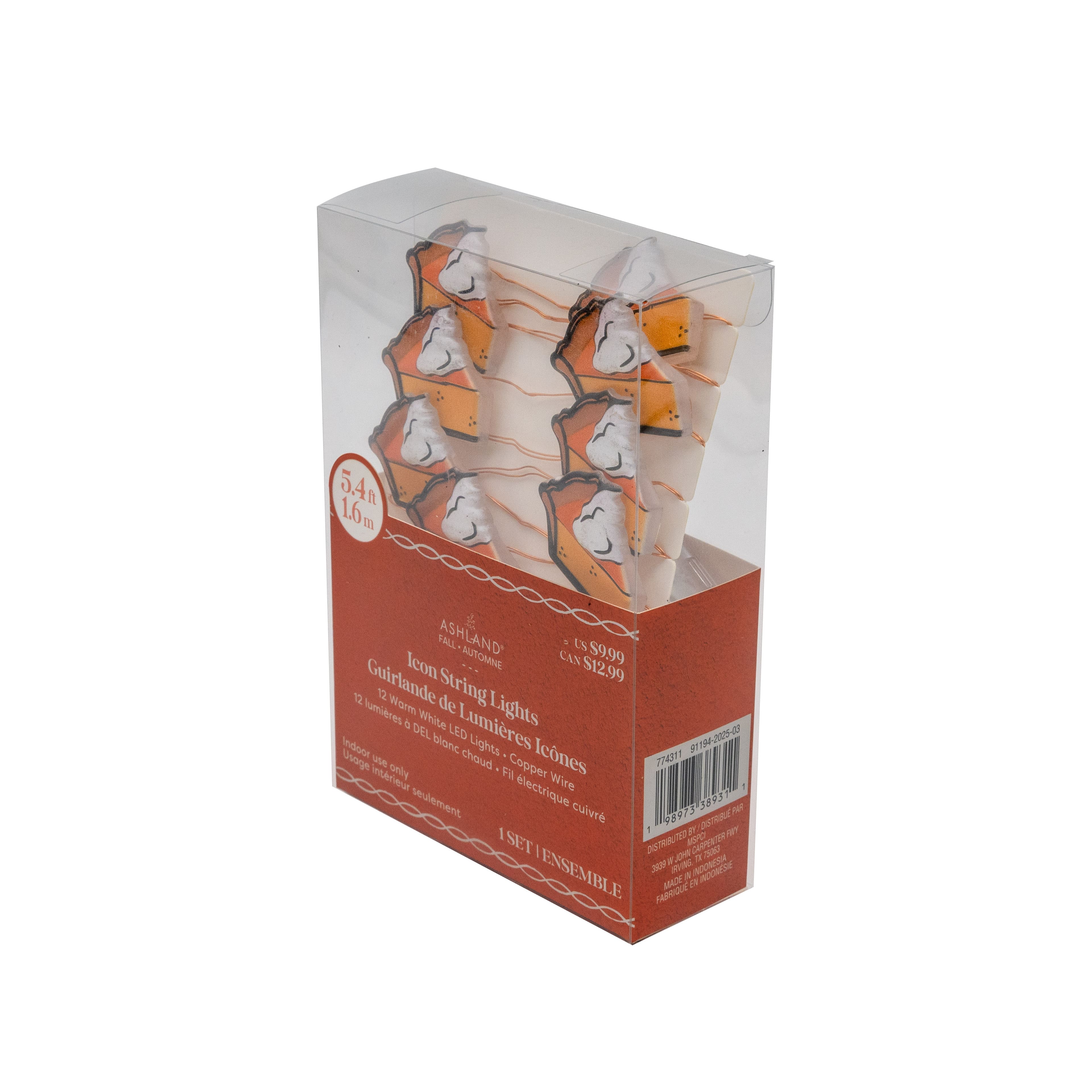 12ct. Warm White LED Pumpkin Pie Icon String Lights by Ashland®