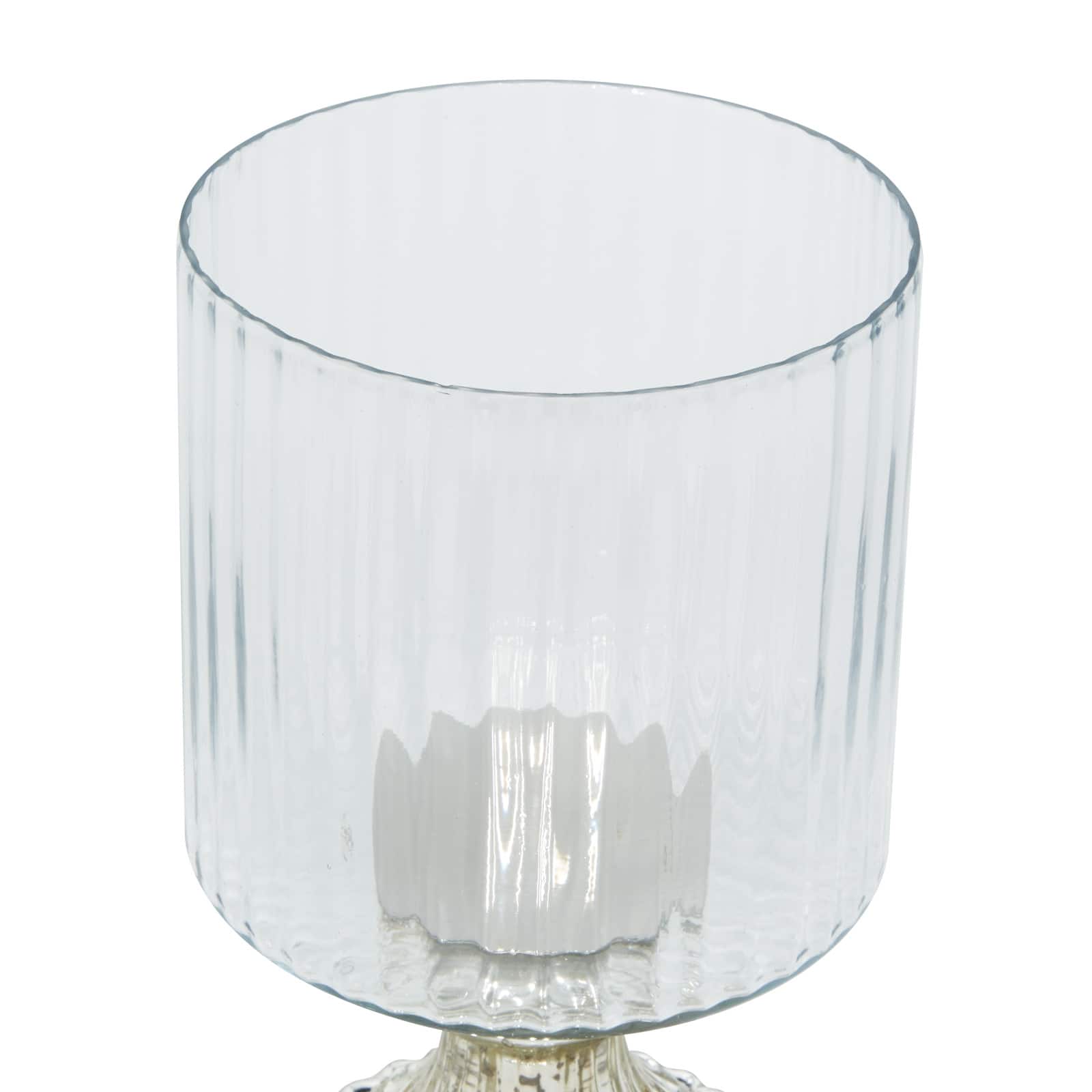 Set of 2 Clear Glass Vintage Hurricane Lamp, 10&#x22;, 12&#x22;