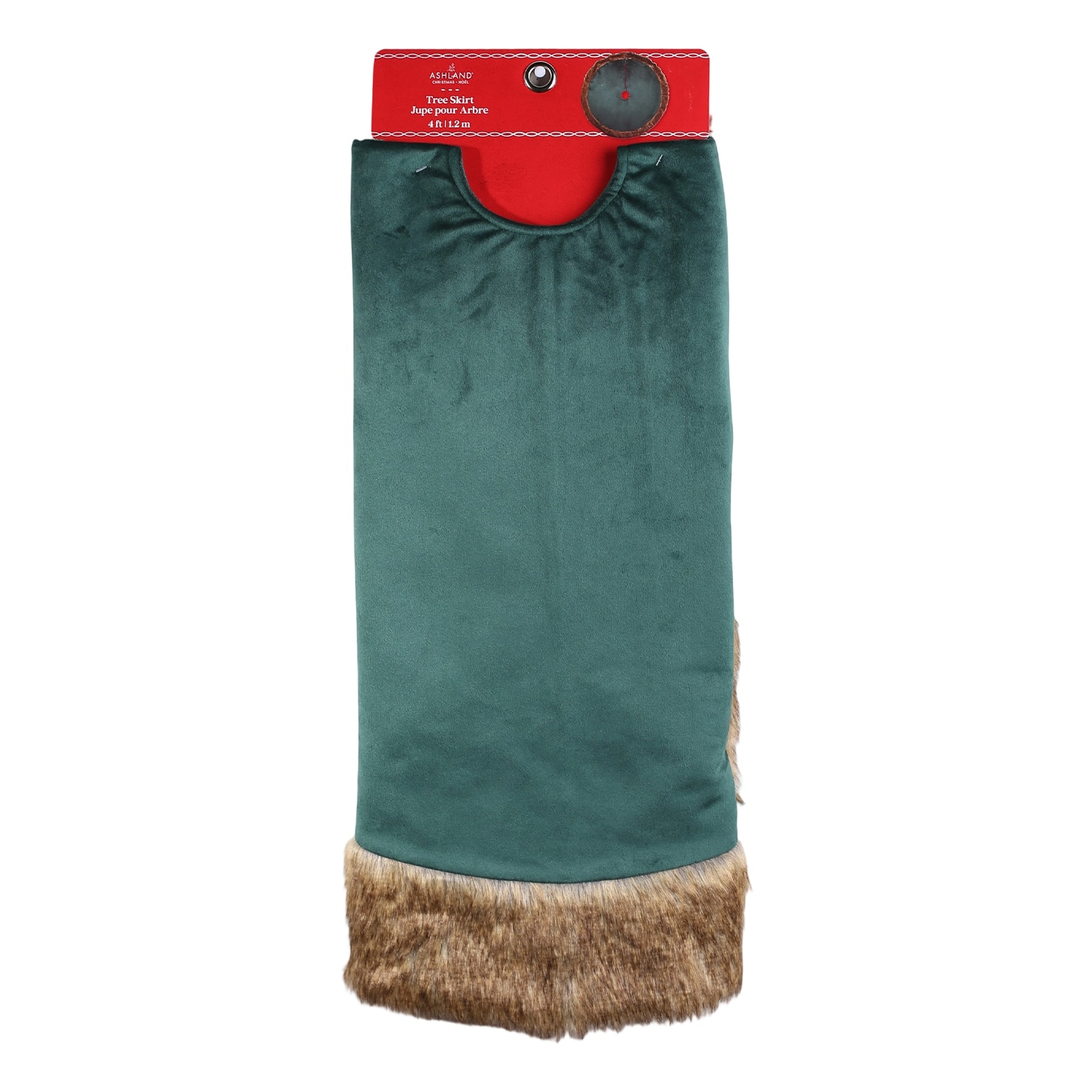 4ft. Green with Brown Faux Fur Tree Skirt by Ashland®