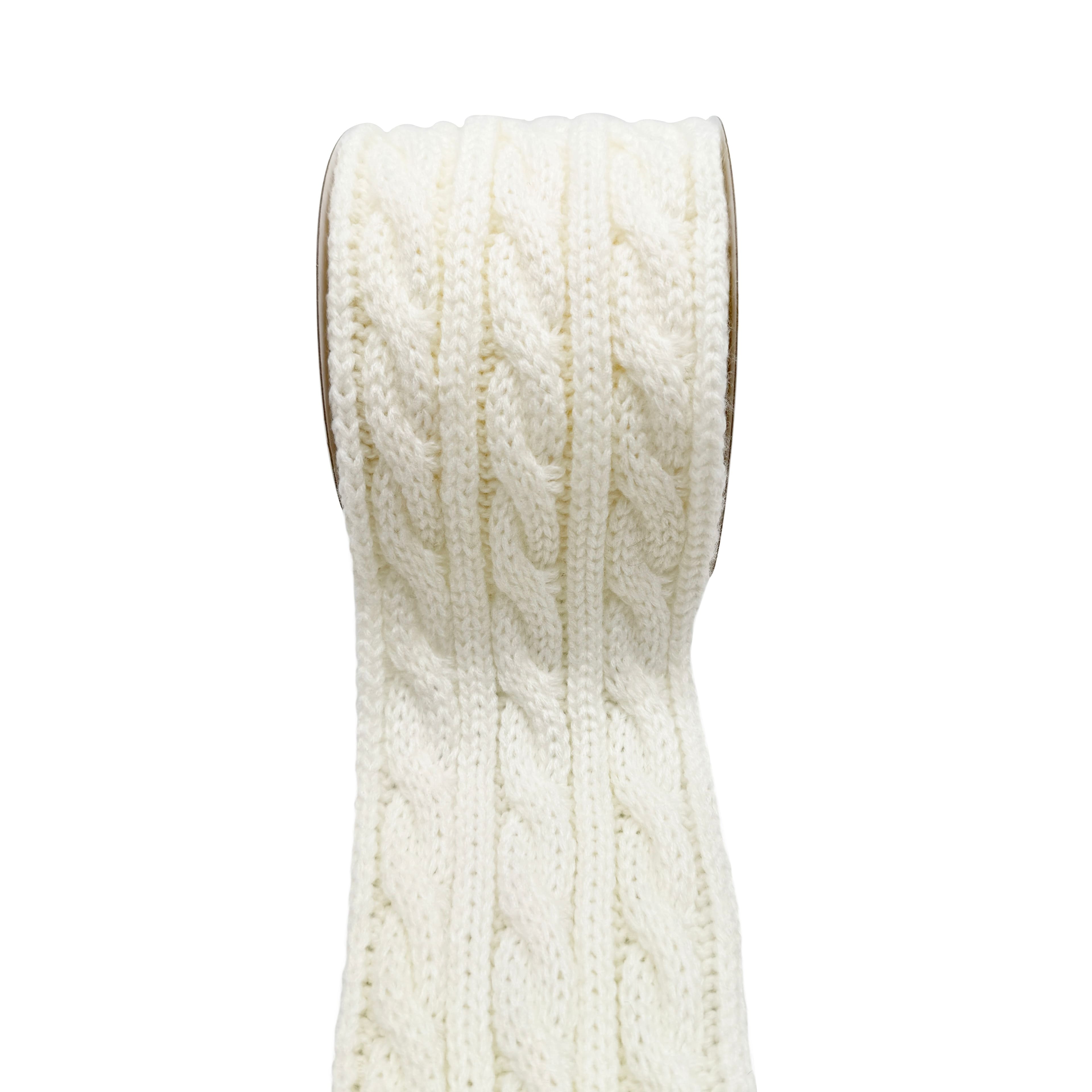 3.5" x 9ft. White Cable Knit Ribbon by Celebrate It®