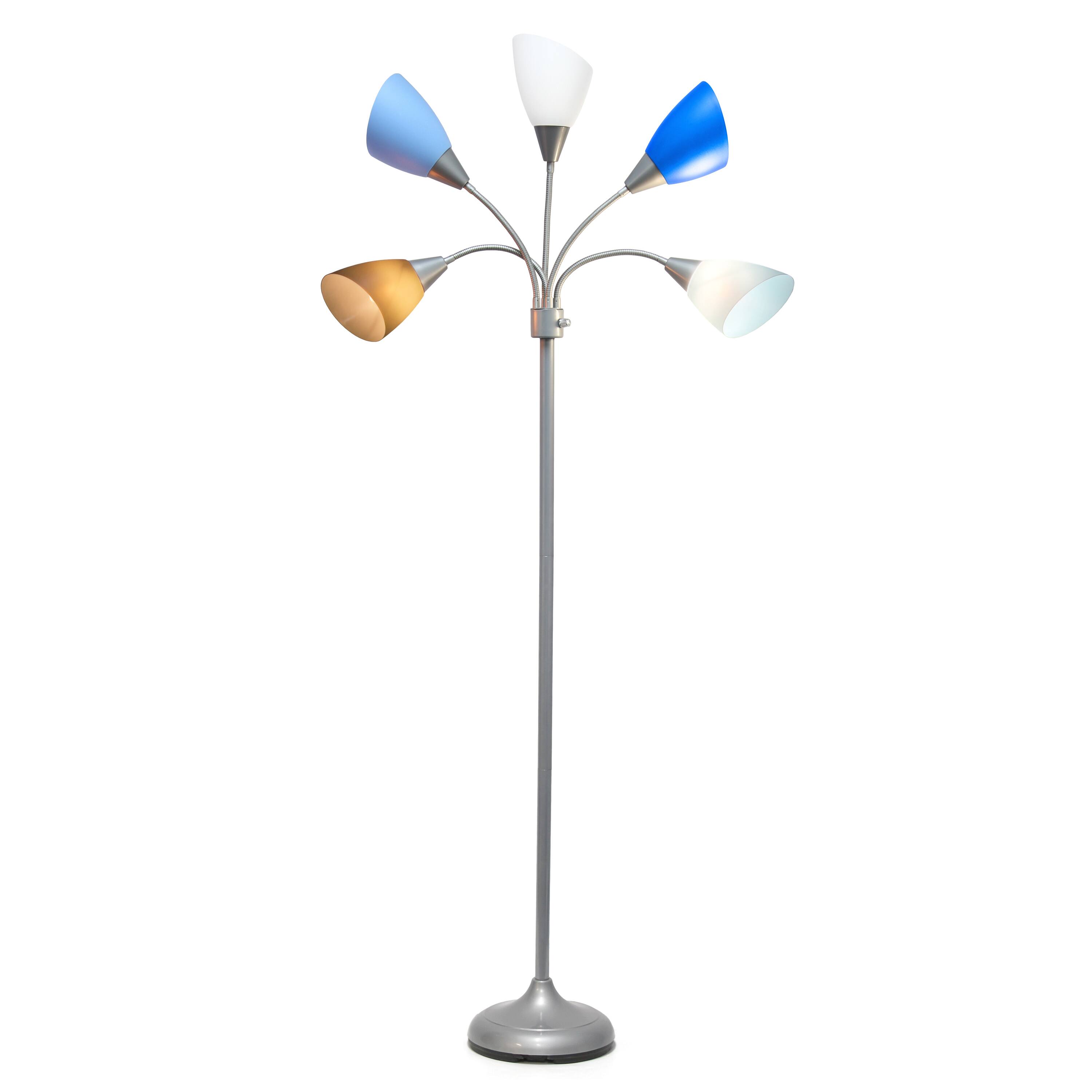 Simple Designs&#x2122; 5.6ft. 5-Light Gooseneck Silver Floor Lamp