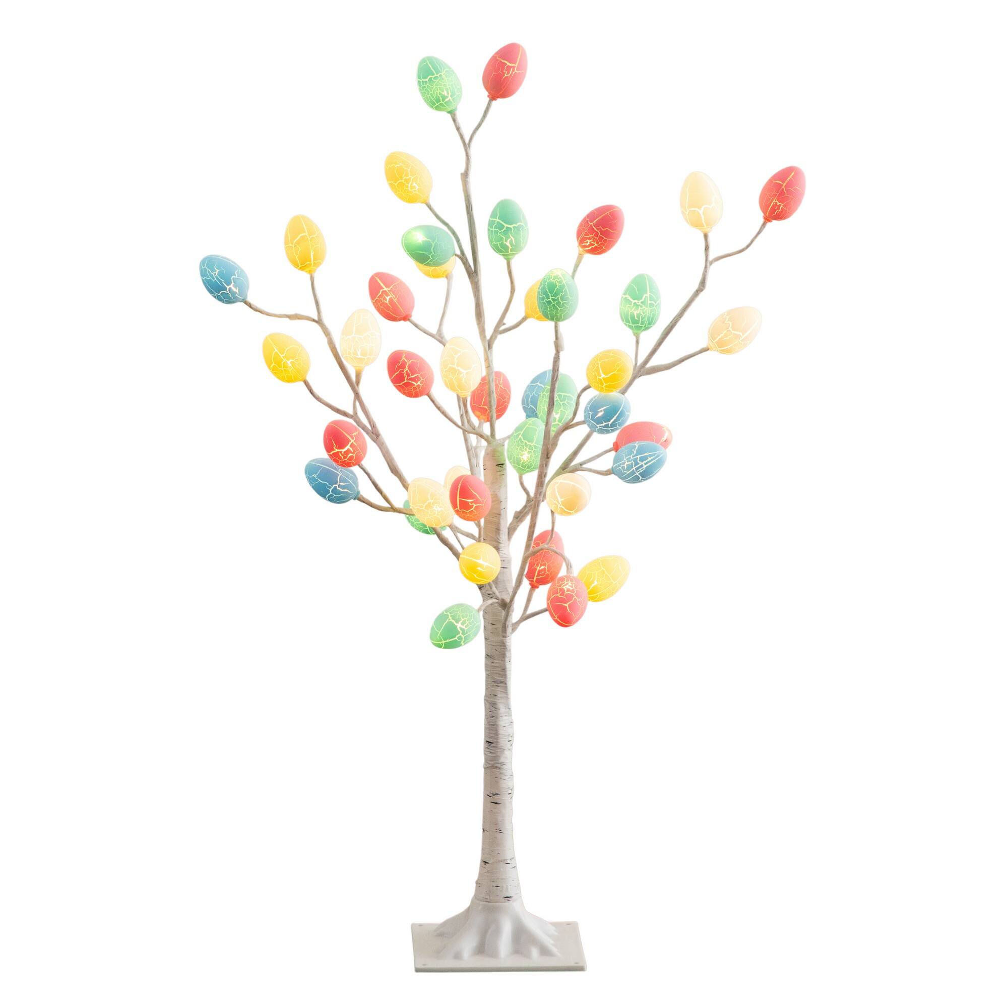 3ft. Pre-Lit Artificial Easter Twig Tree with 40 Egg Shaped LED Ornaments
