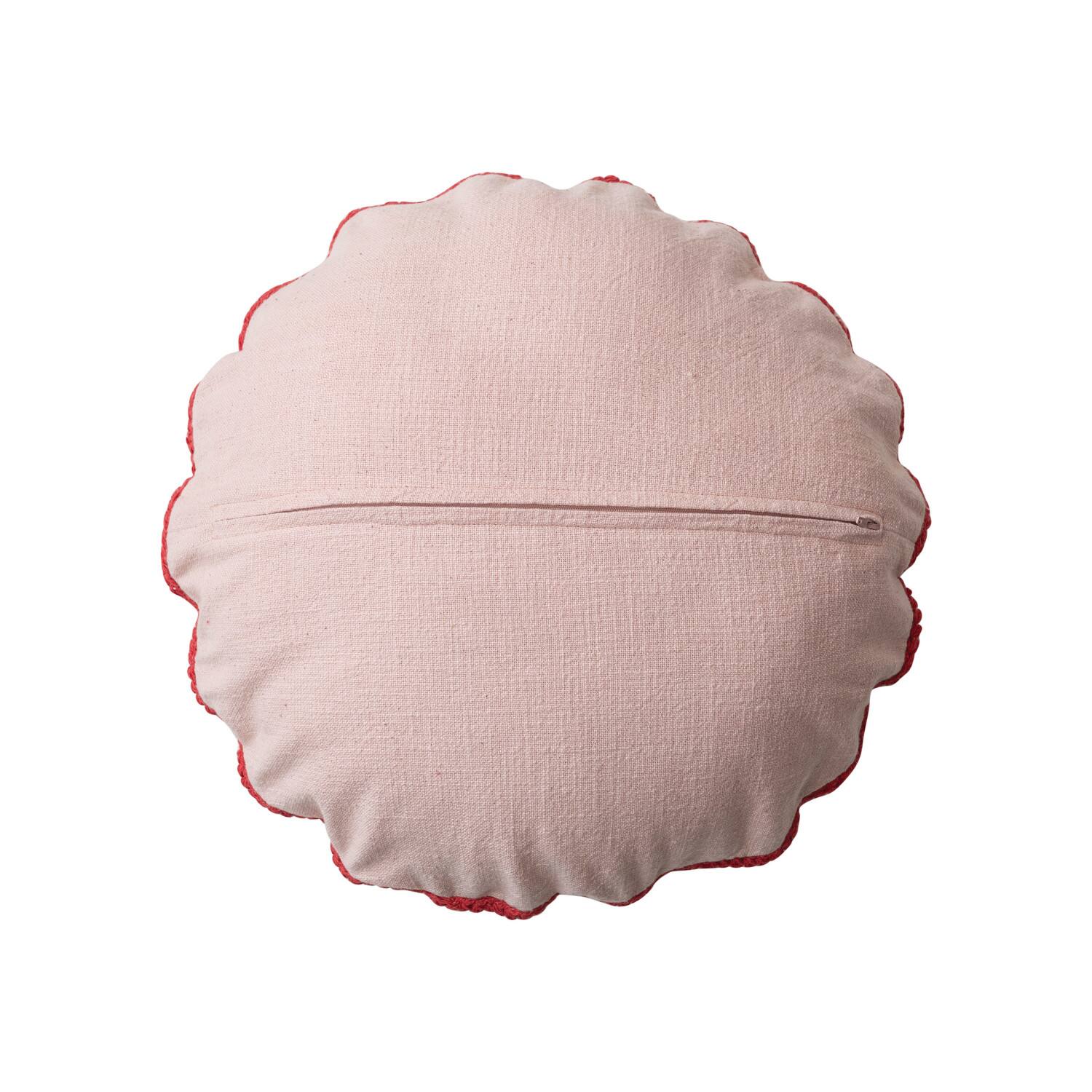 Hello Honey&#xAE; 18&#x22; Pink &#x26; Orange Crocheted Pillow with Scalloped Edge
