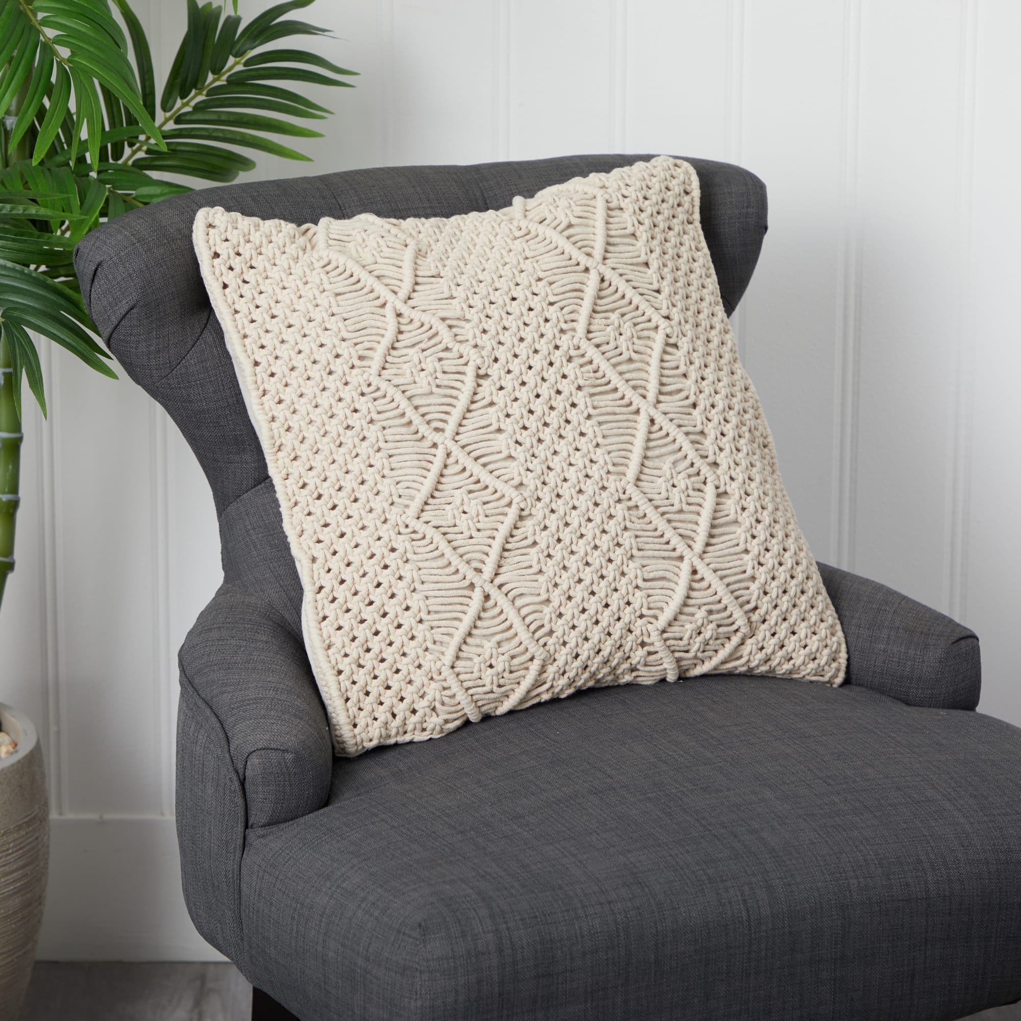 16&#x22; Bohemian Woven Macram&#xE9; Pillow Cover