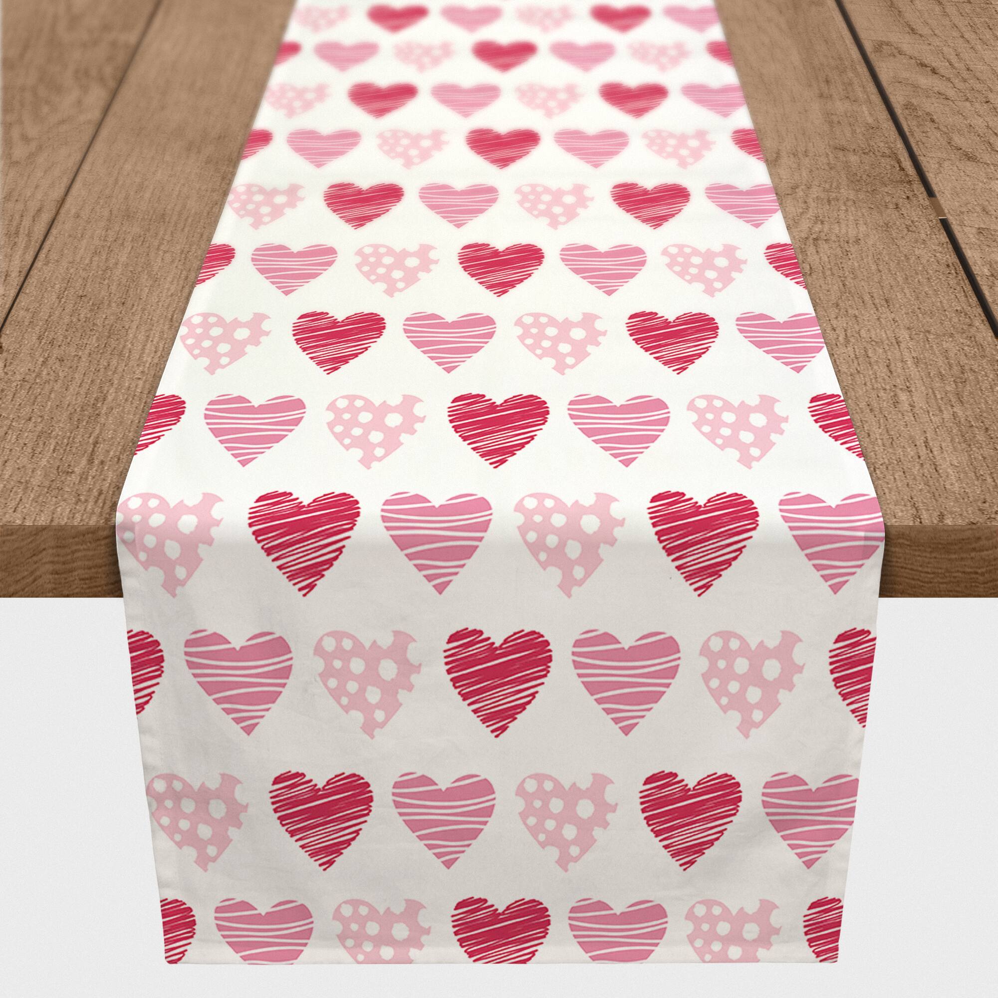 72" Poly Twill Tri Hearts Table Runner