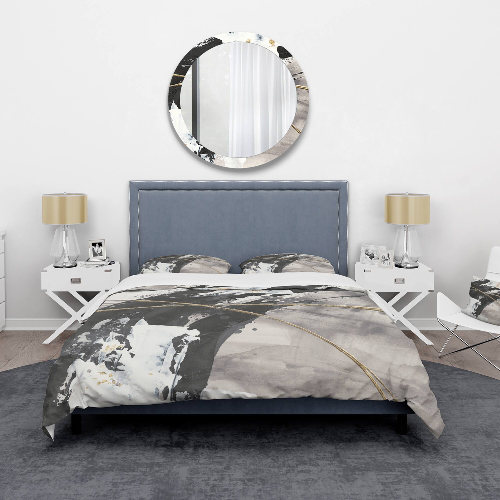Designart &#x27;Glam Painted Arcs I&#x27; Glam Bedding Set - Duvet Cover &#x26; Shams