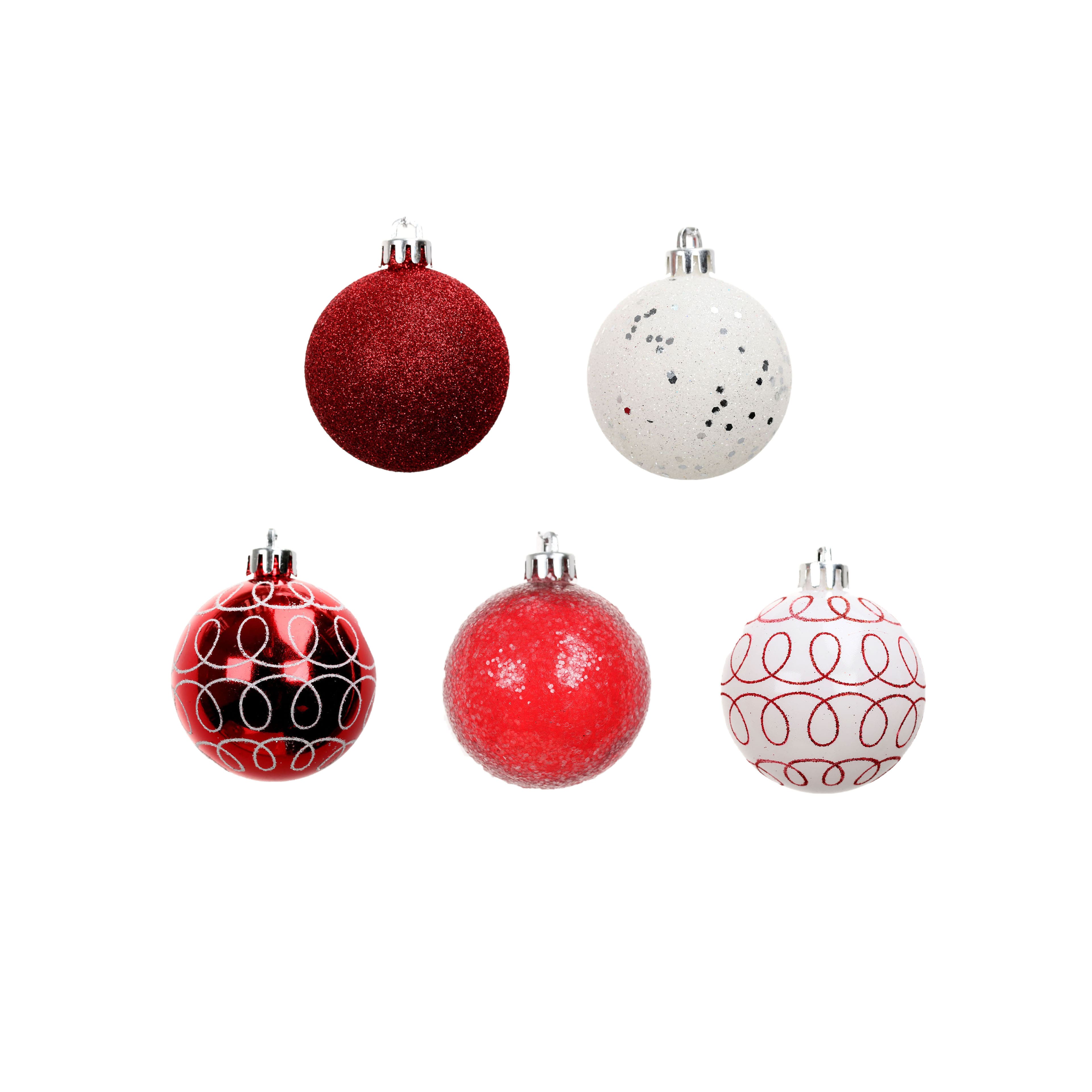 Assorted Red &#x26; White Ball Plastic Ornament Tube by Ashland&#xAE;, 1pc