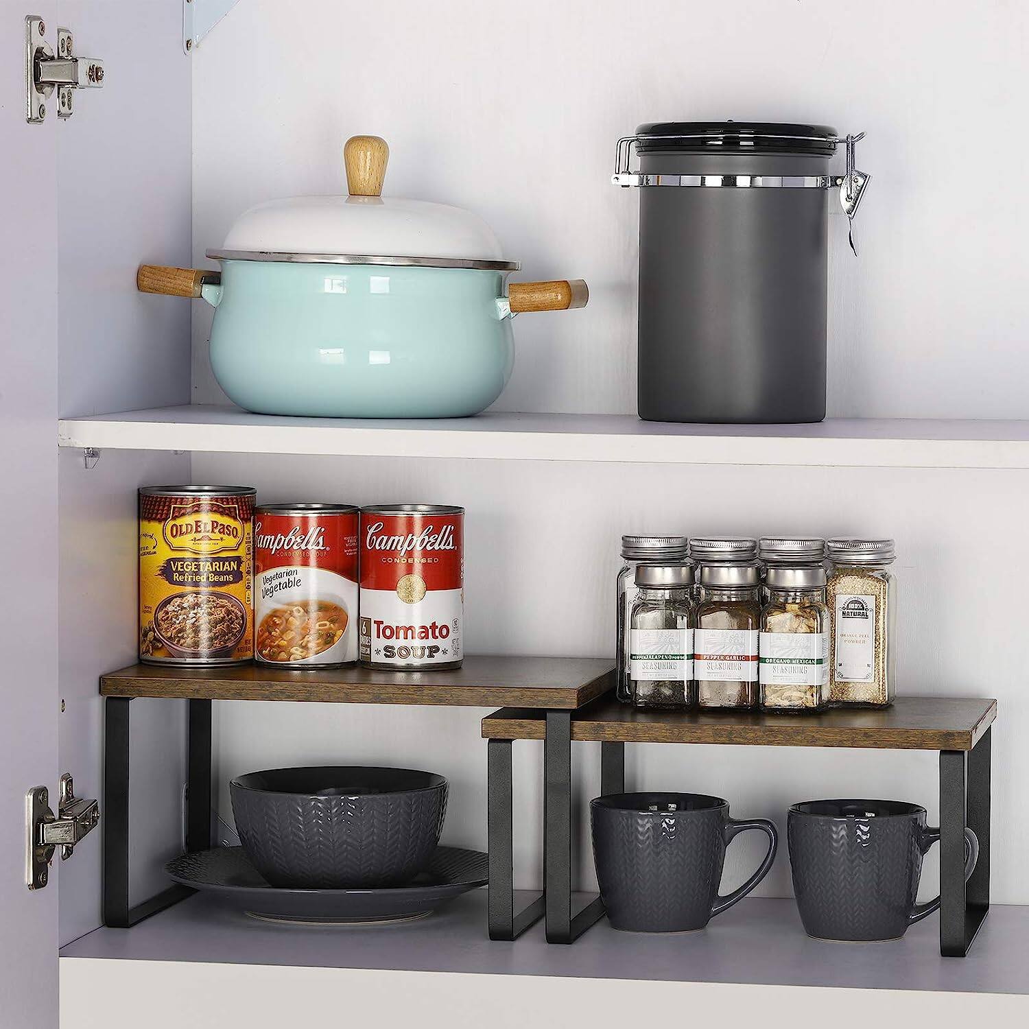 NEX&#x2122; 12&#x22; Rustic Brown &#x26; Black 3-Tier Kitchen Cabinet Organizer Set