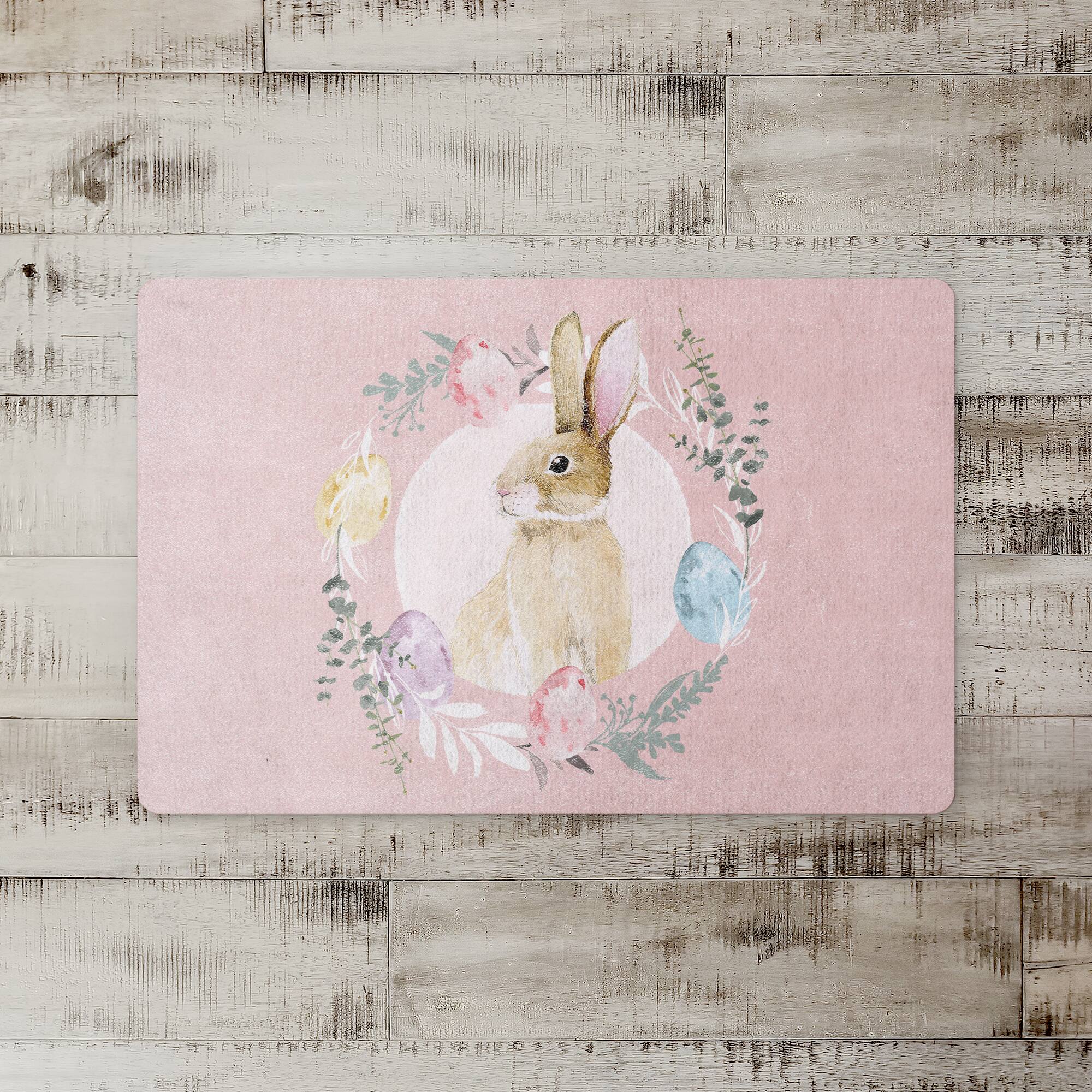 Rabbit Easter Wreath 18&#x22; x 27&#x22; Floor Mat