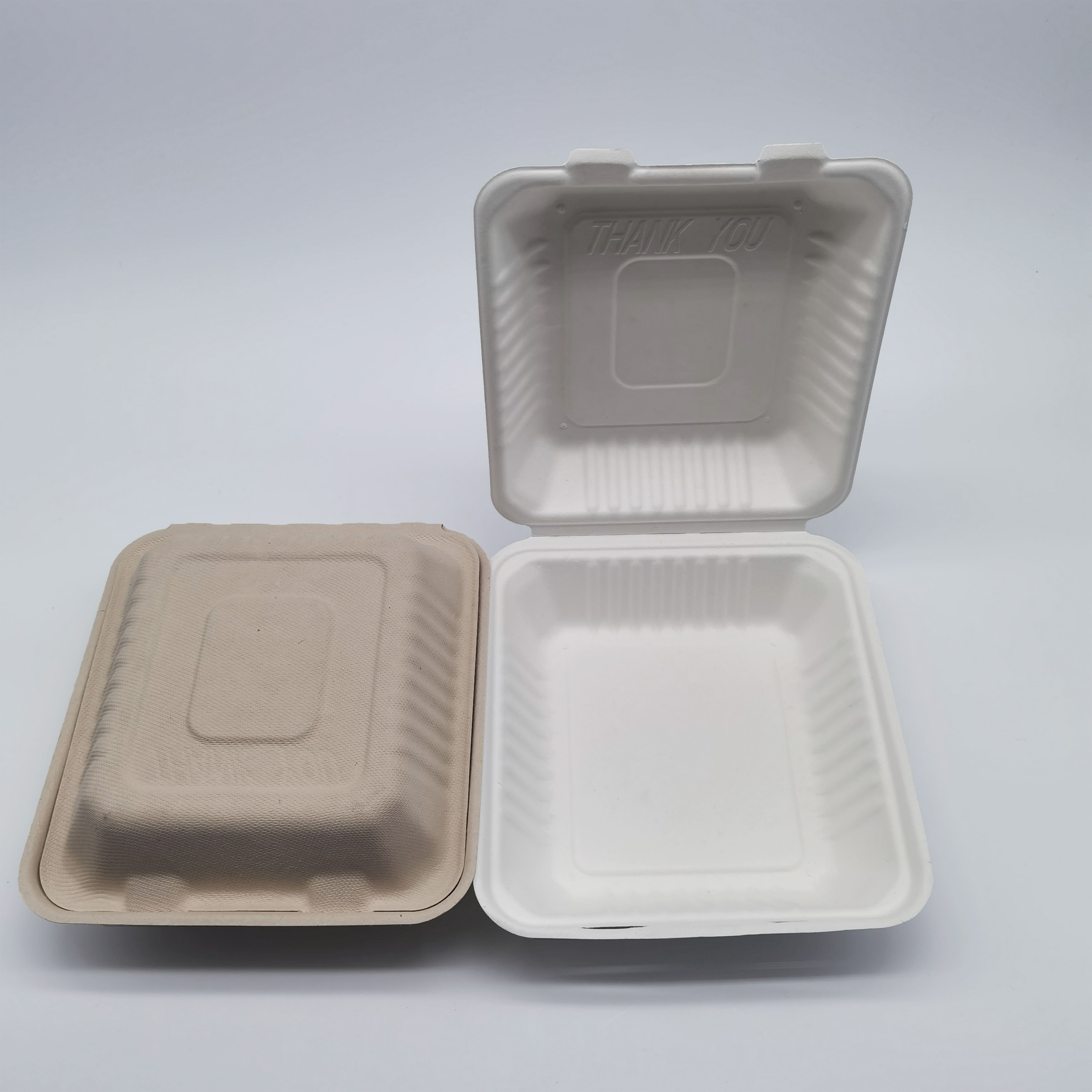9" White Single-Compartment Hinged Compostable Take Out Containers, 200ct.