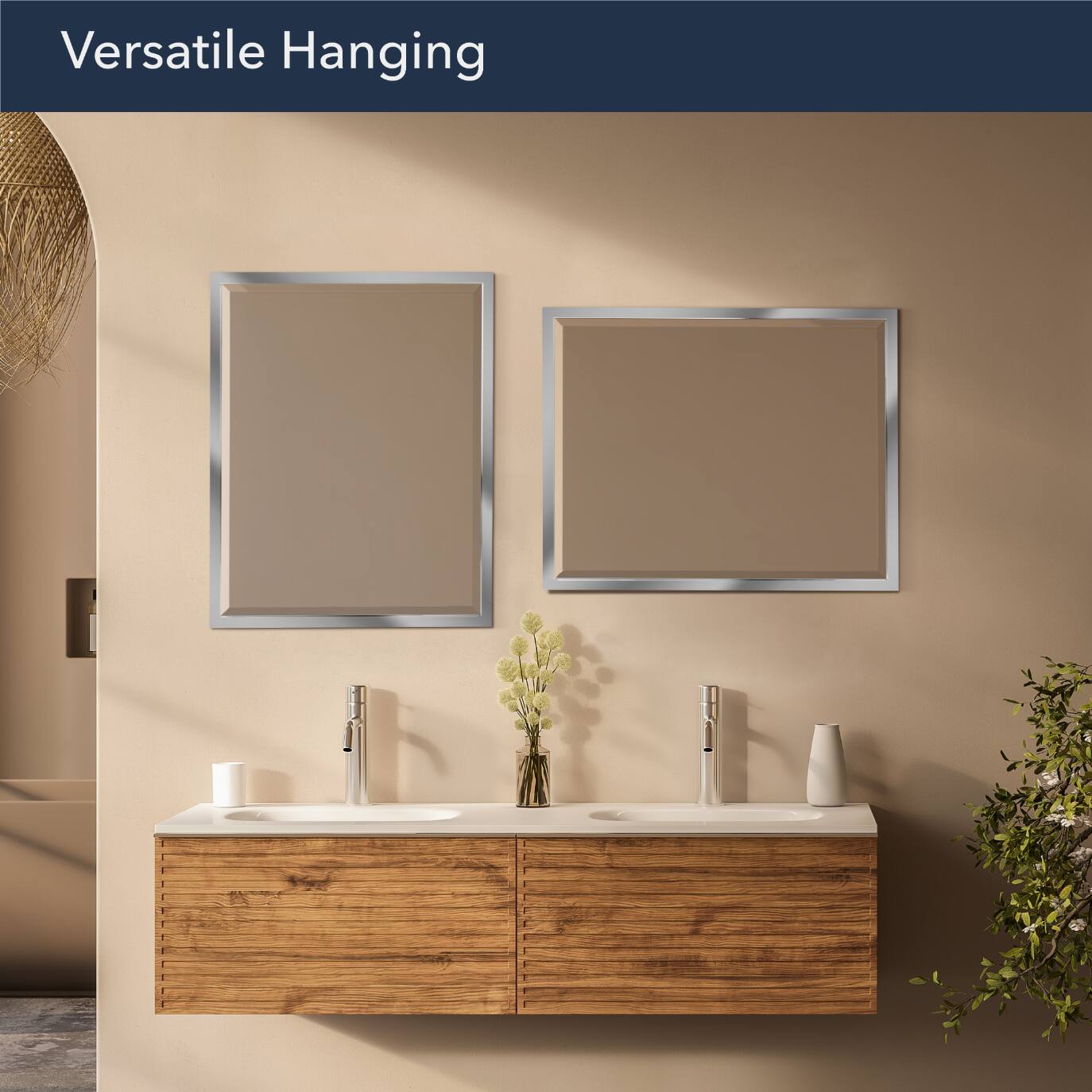 Head West Chrome Stainless Steel Beveled Wall Mirror