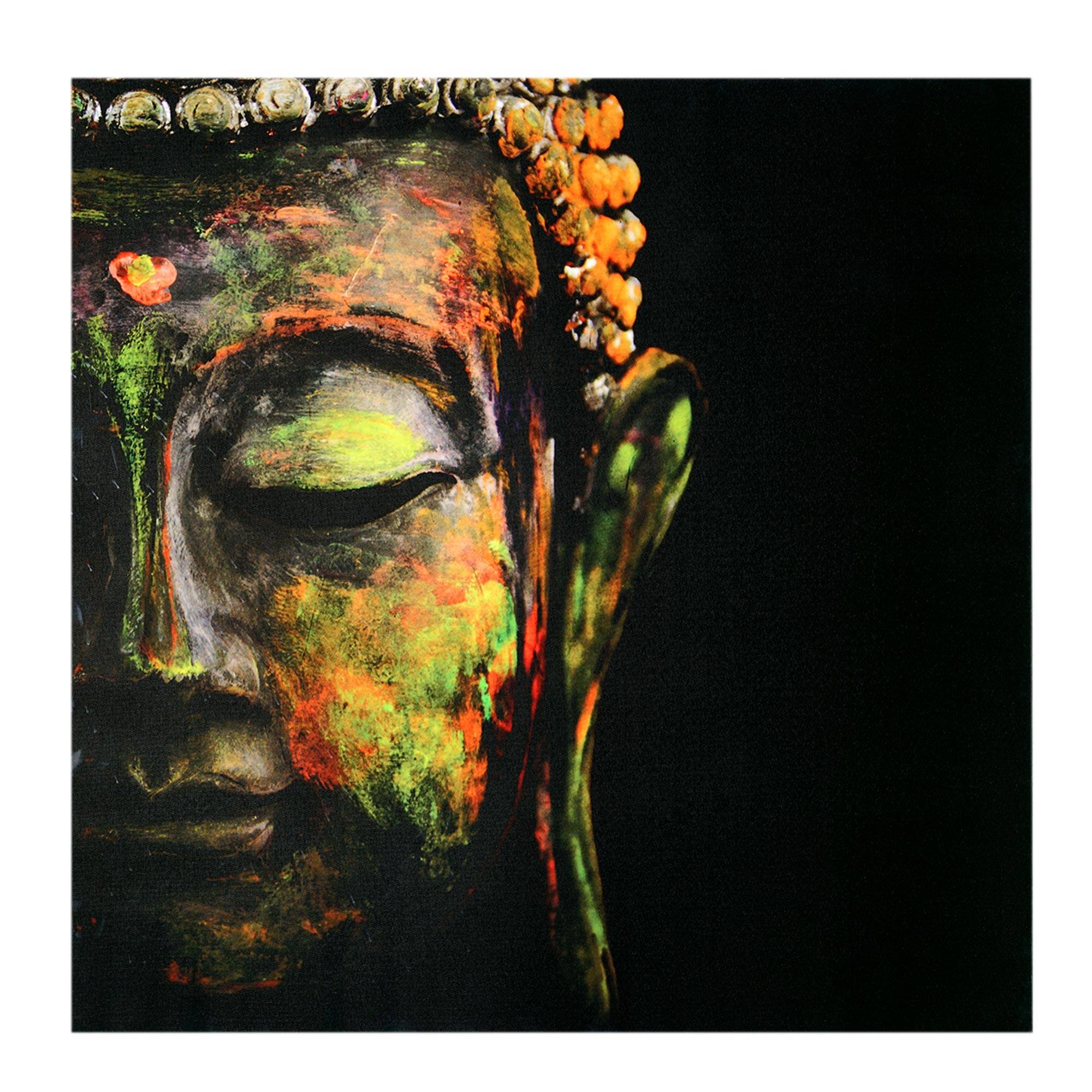 Colorful Buddha Face Glossy Lacquer Wall Art