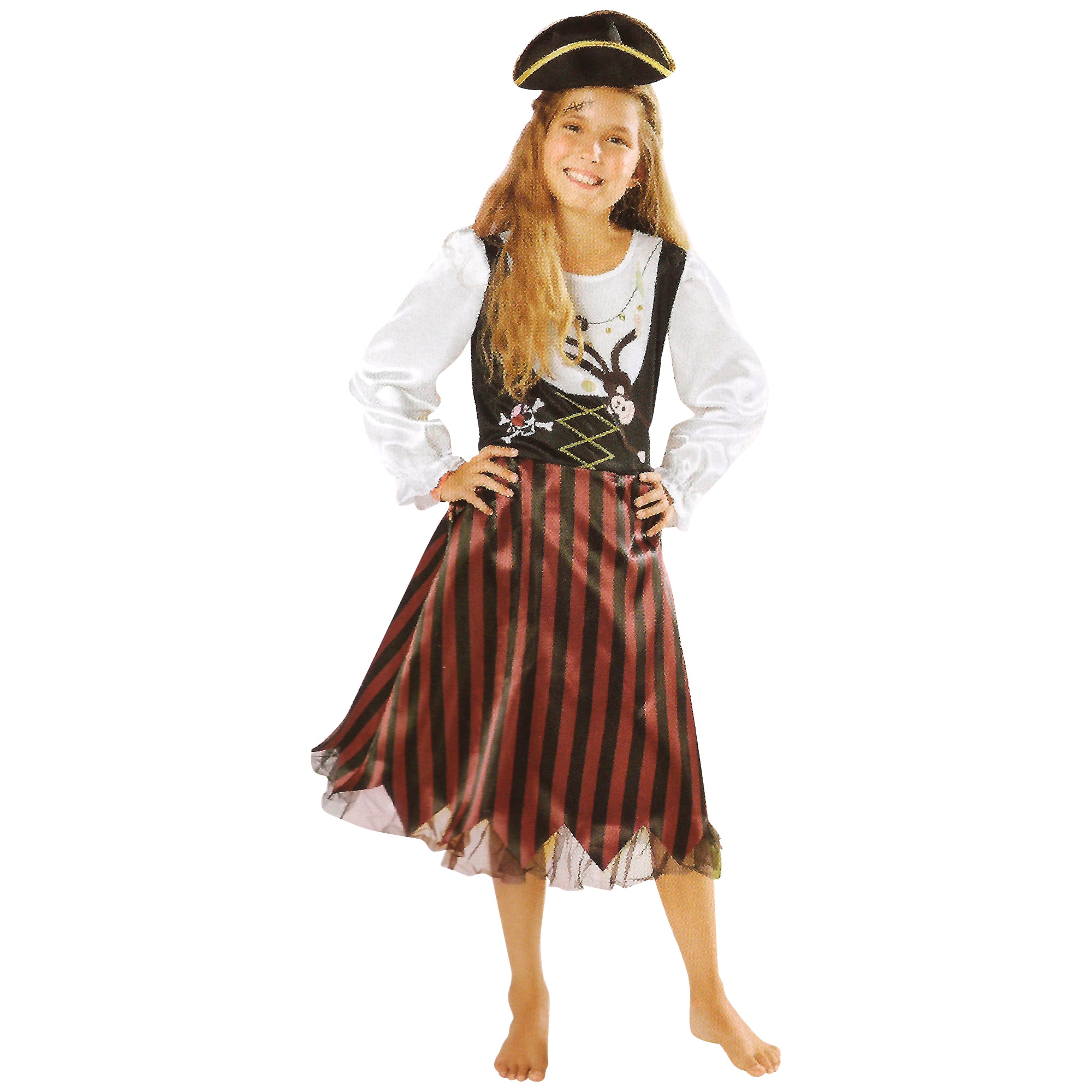 Medium Red &#x26; Black Pirate Girl&#x27;s Costume