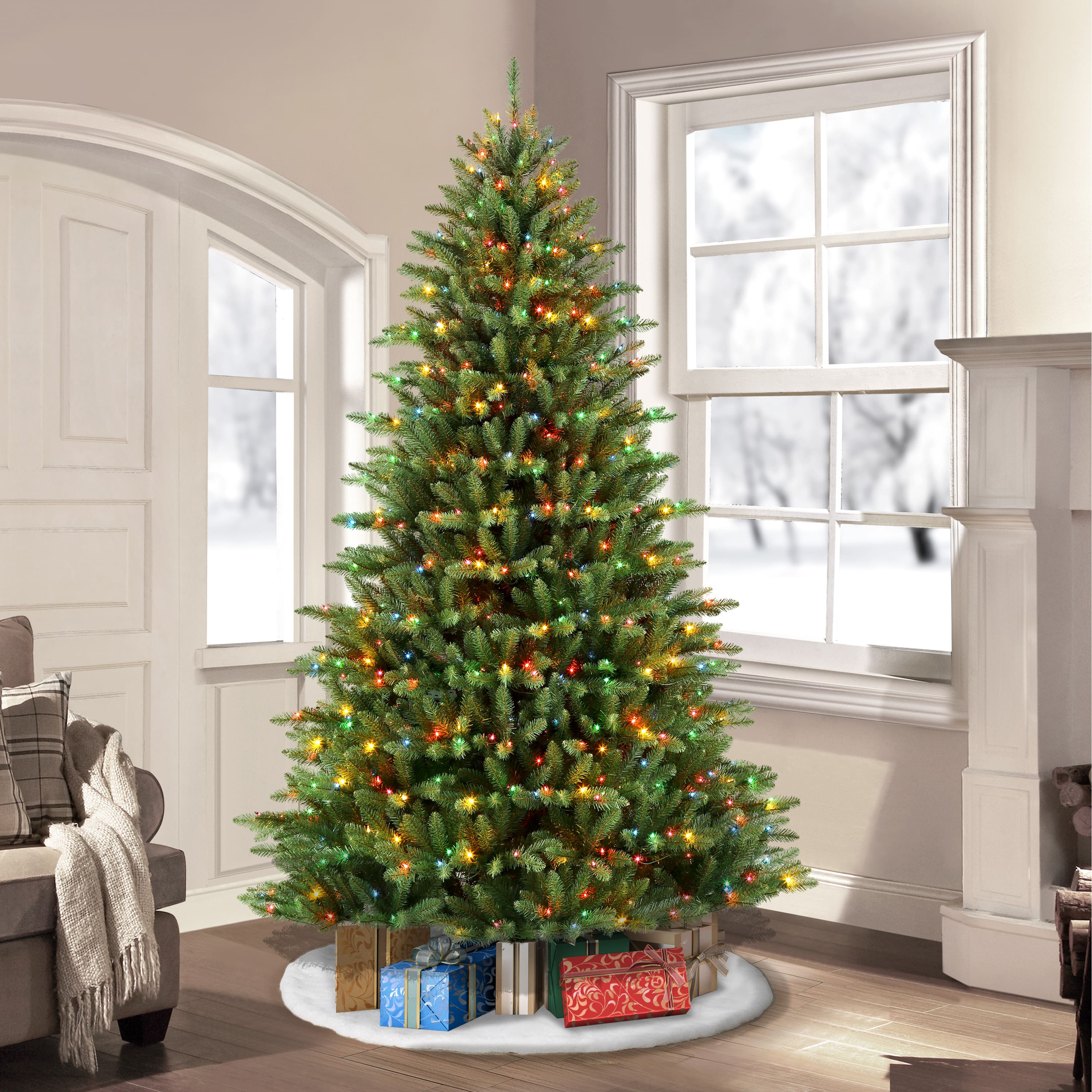 7.5ft. Pre-Lit Fraser Fir Artificial Christmas Tree, Color Select Clear &#x26; Multi-Colored Lights