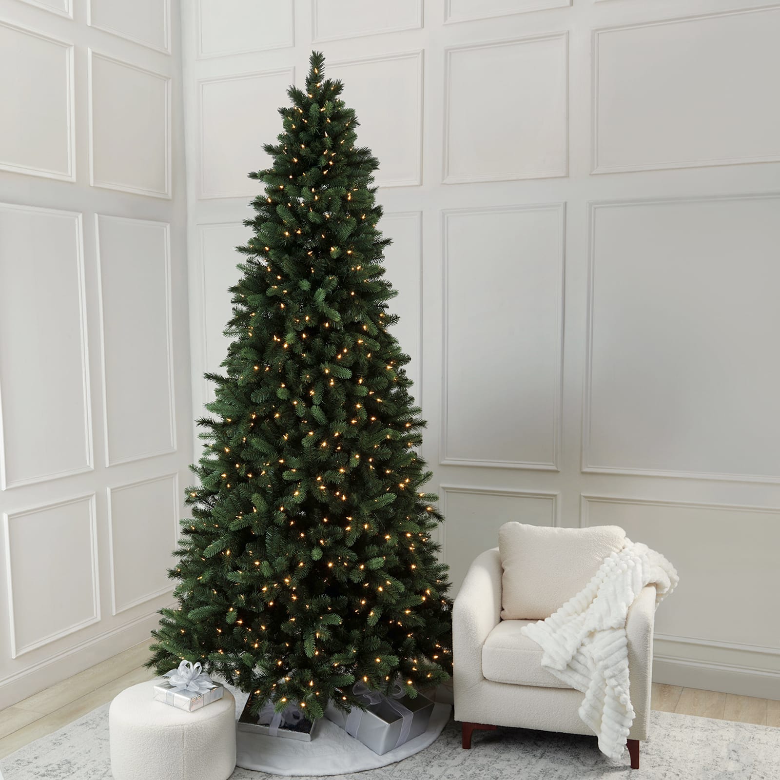 9ft. Pre-Lit Rothwell Fir Realistic Artificial Christmas Tree, Warm White LED Lights by Ashland&#xAE;
