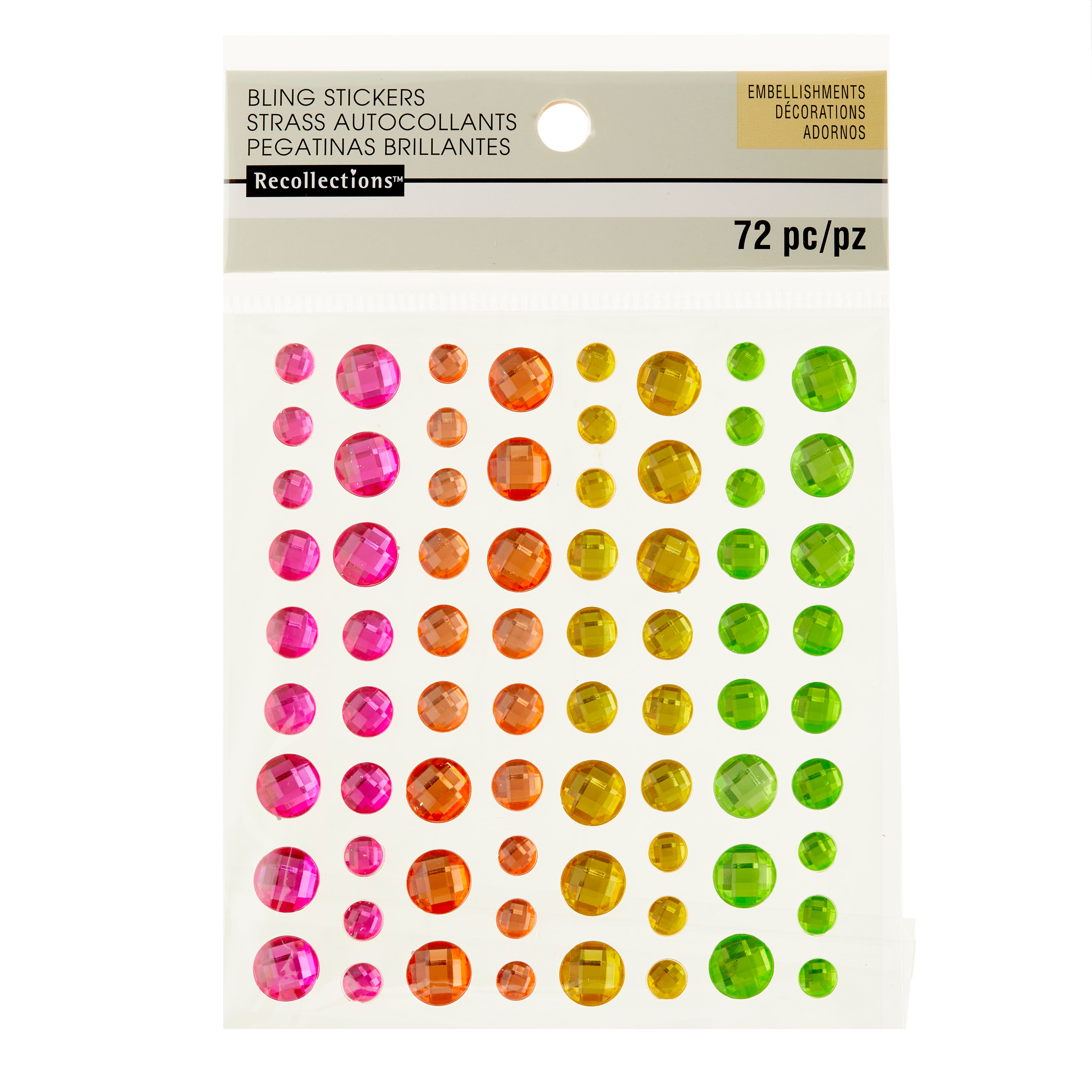 12 Packs: 72 ct. (864 total) Neon Rhinestone Stickers by Recollections&#x2122;