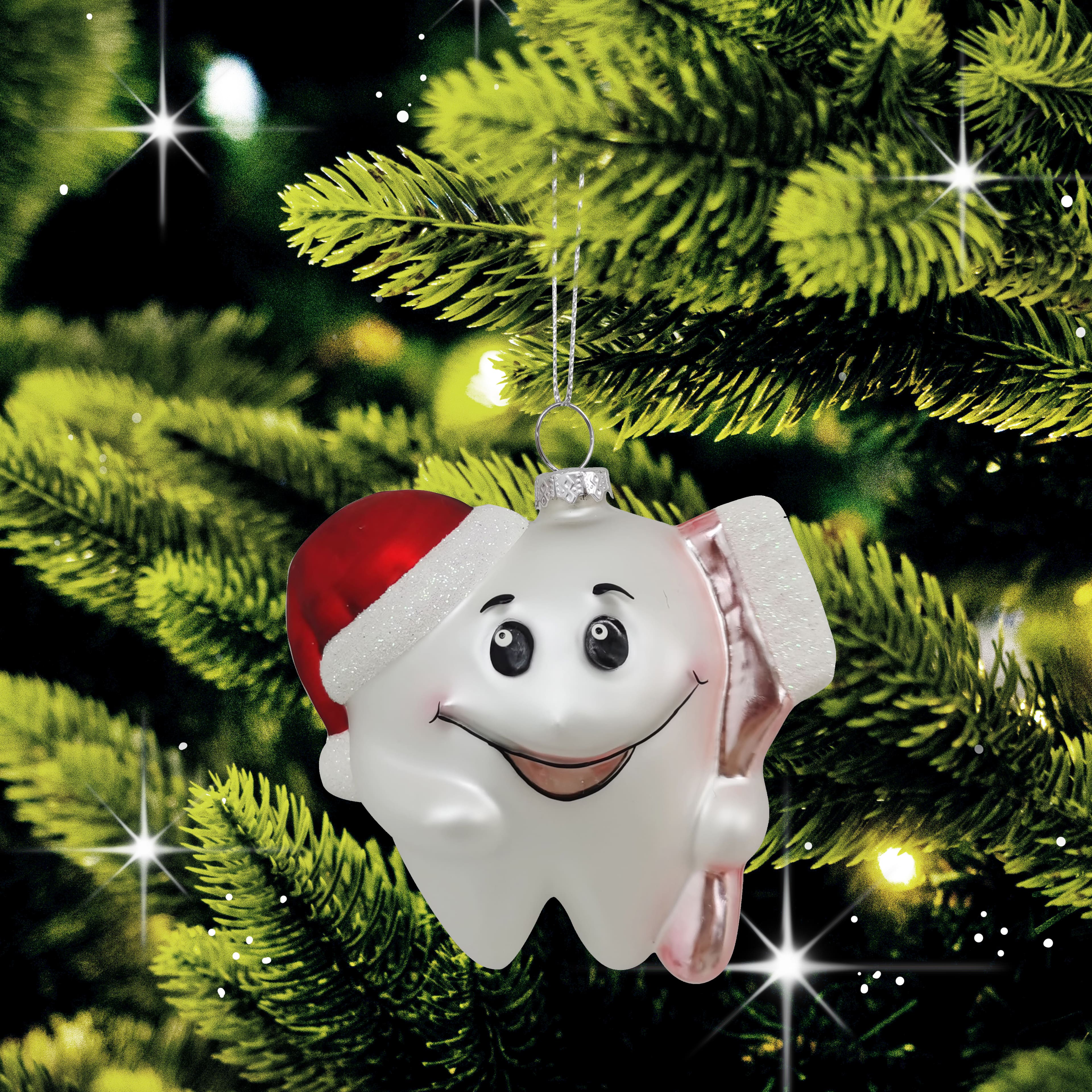 4&#x22; Happy Tooth Glass Ornament by Ashland&#xAE;