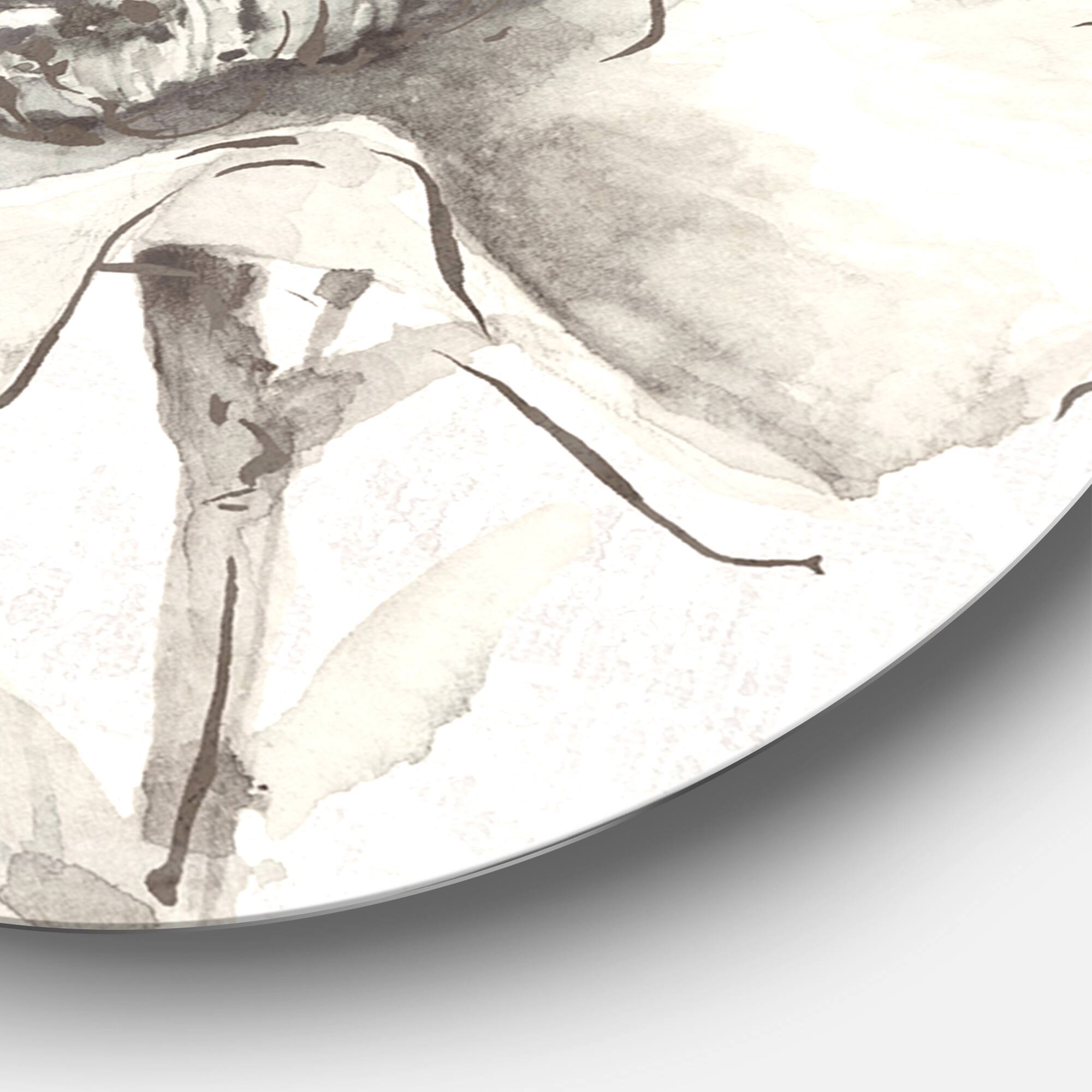 Designart - Indigold Grey Peonies IV - Geometric Metal Circle Wall Art