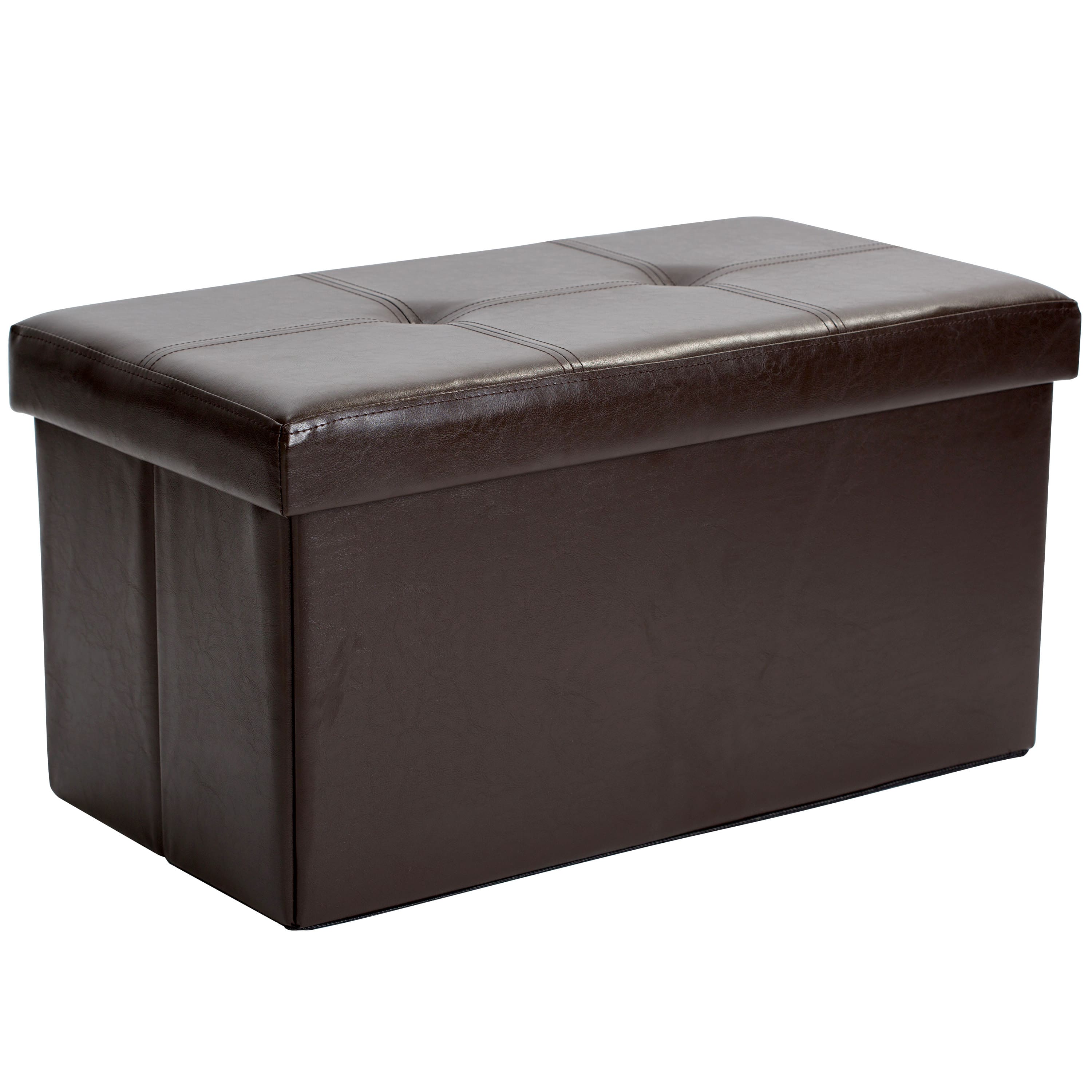 Simplify Faux Leather Double Folding Storage Ottoman